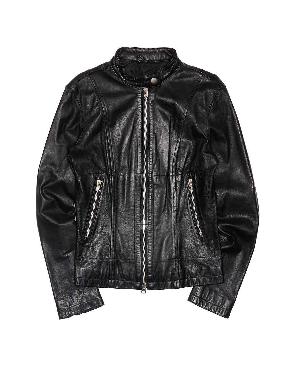 Late 90s Hysteric Glamour “Hysterics” Dual-Zip Black Leather Cafe Racer Jacket
