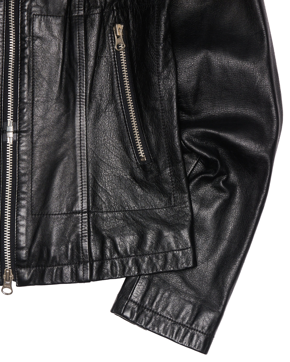 Late 90s Hysteric Glamour “Hysterics” Dual-Zip Black Leather Cafe Racer Jacket
