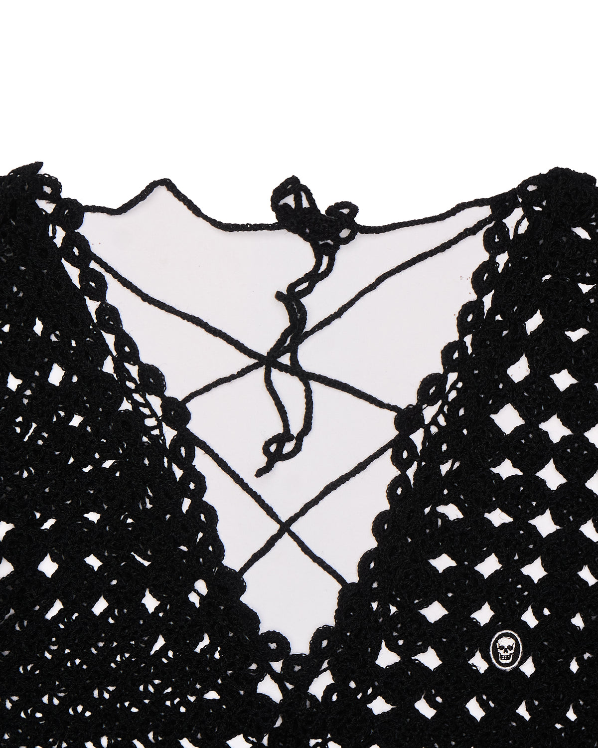 Early 00s Hysterics Black Open-Knit Crochet Top
