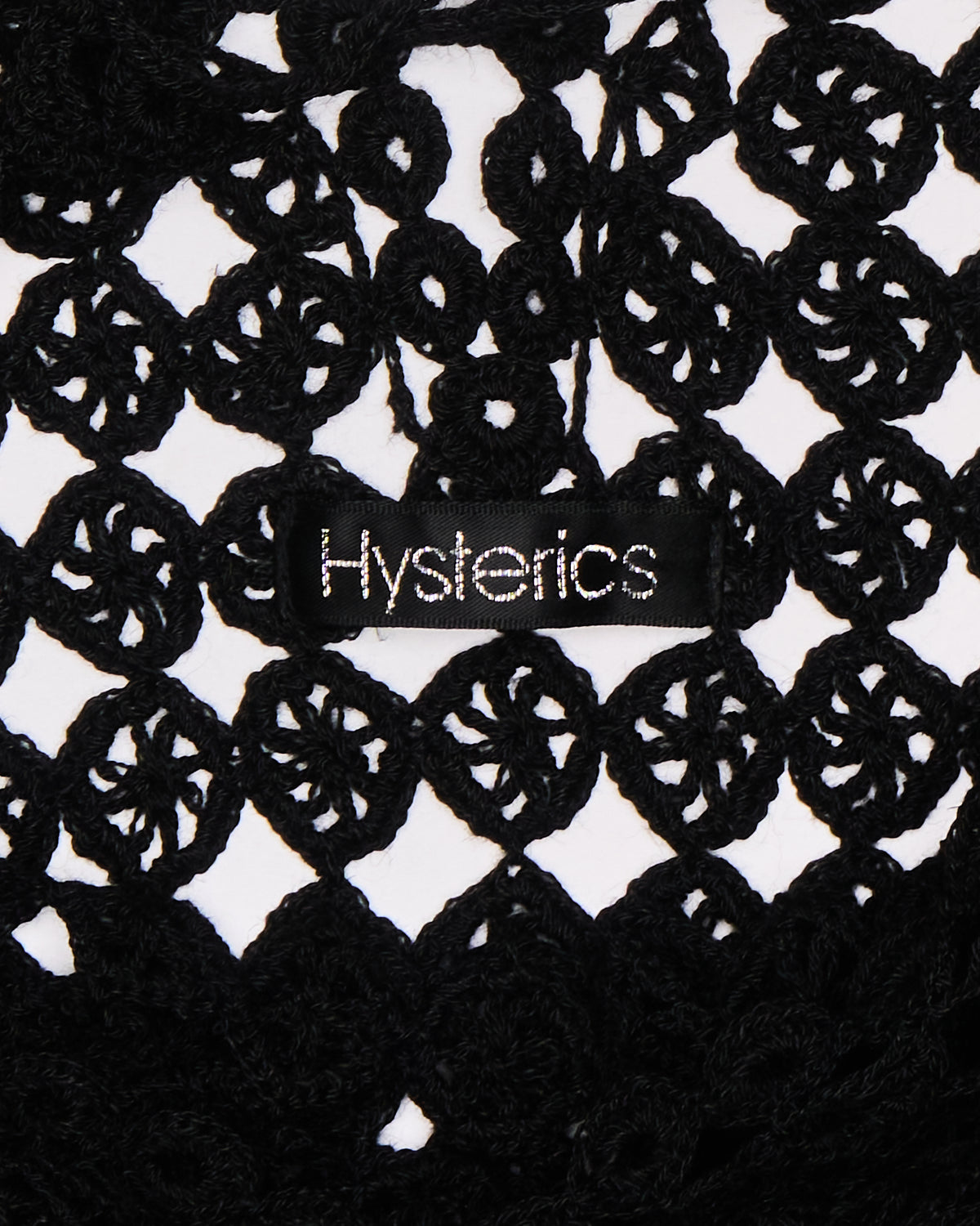 Early 00s Hysterics Black Open-Knit Crochet Top