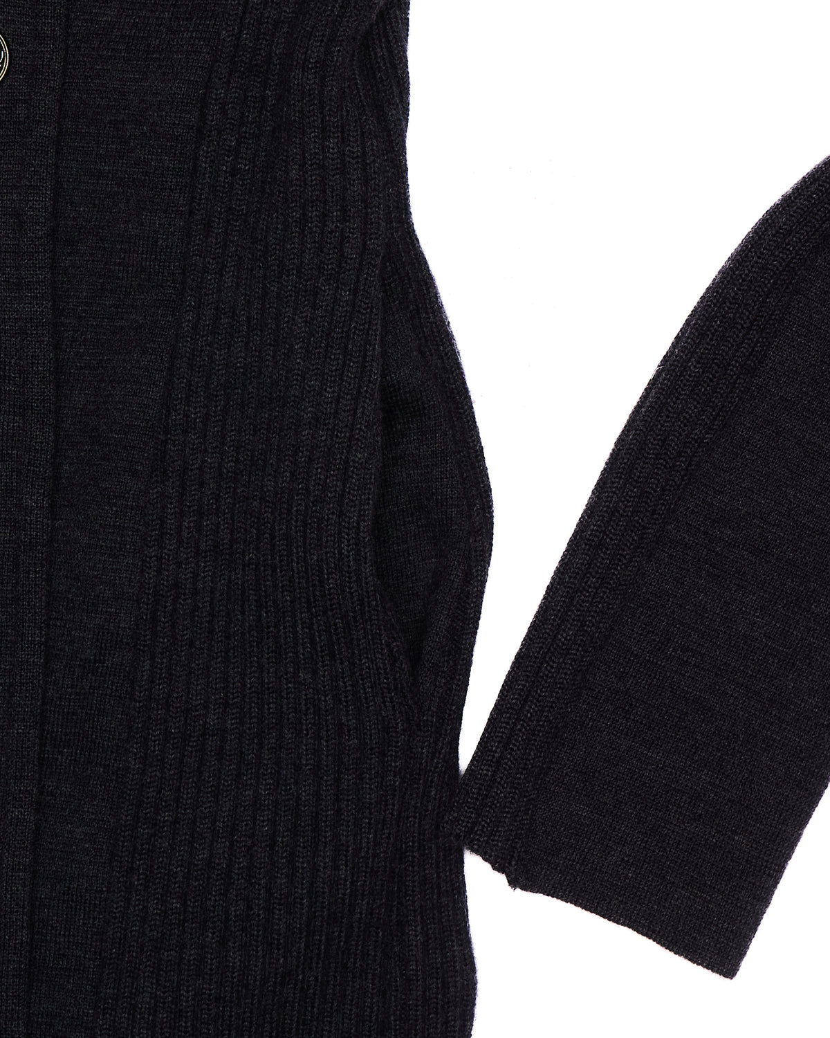 Early 00s Balmain Grey Ribbed Knit Double-Breasted Coat
