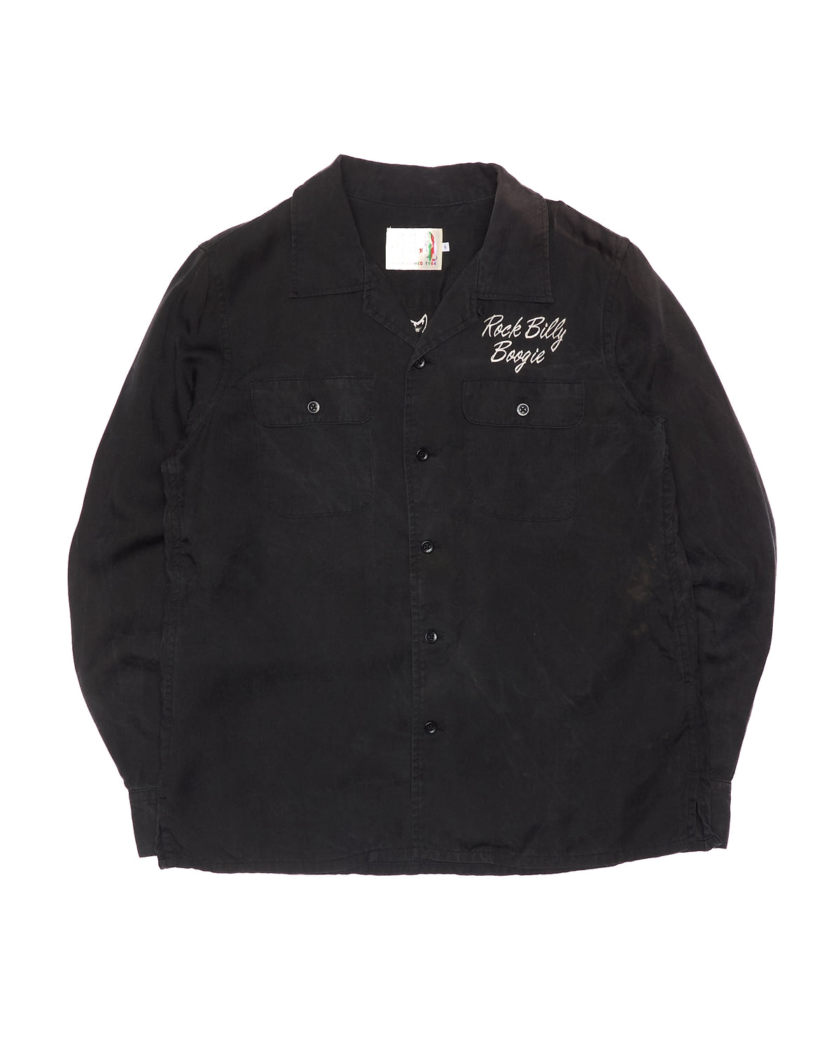 Early 00s Hysteric Glamour “Rock Billy Boogie” Black Loop-Collar Button Up Shirt