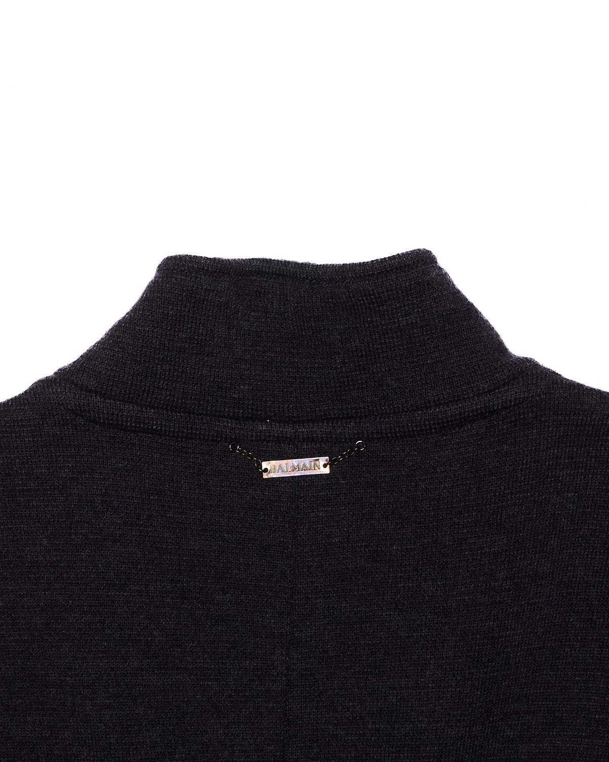 Early 00s Balmain Grey Ribbed Knit Double-Breasted Coat