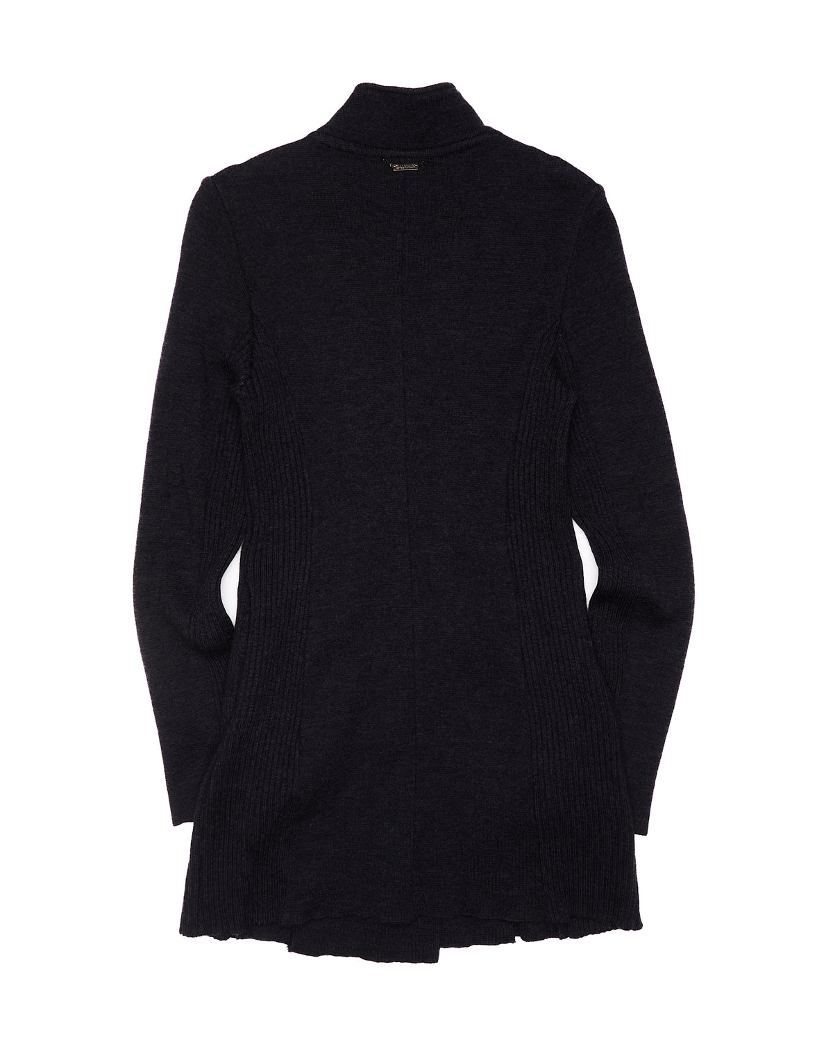 Early 00s Balmain Grey Ribbed Knit Double-Breasted Coat