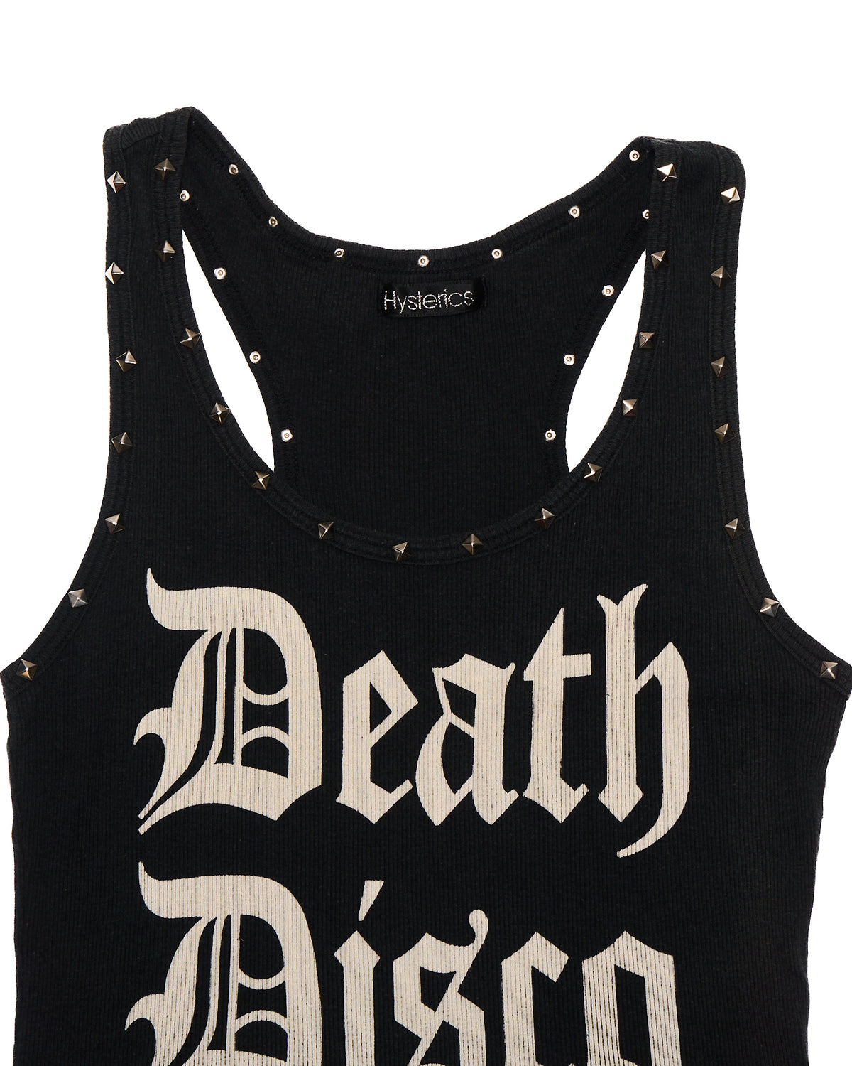 Early 00s Hysteric Glamour “Hysterics” "Death Disco" Studded Ribbed Tank Top