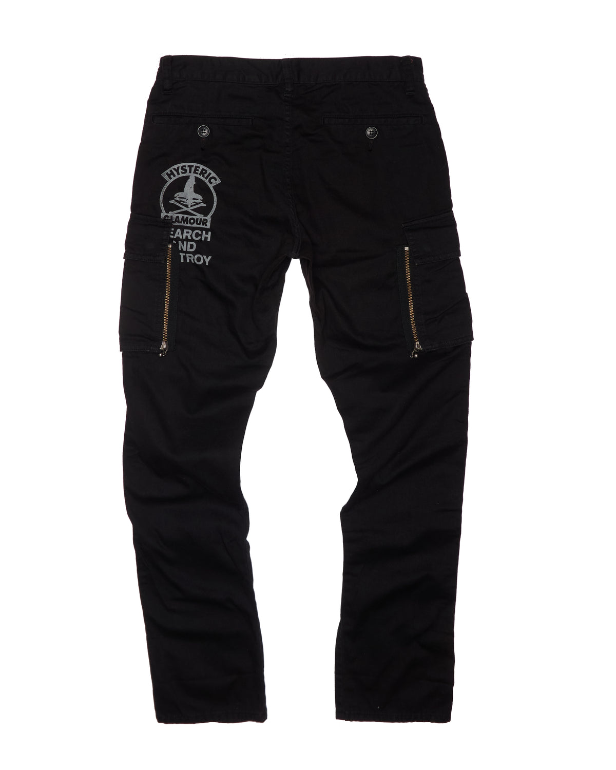 Early 2010s Hysteric Glamour "SEARCH AND DESTROY" Black Cargo Pant