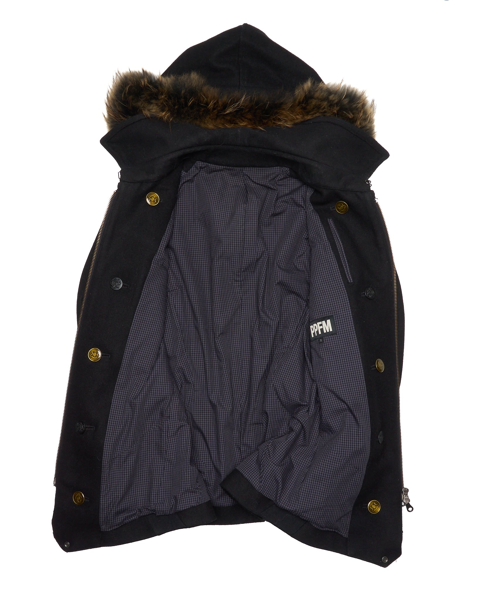 Early 00s PPFM Convertible 'Napoleon' Brown Fur Hooded Military