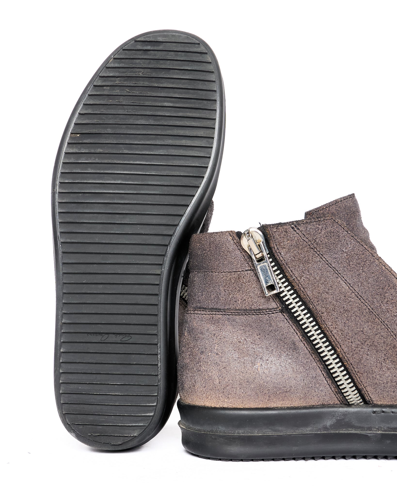 Rick Owens Burst Suede Island Dunk Zip-Sneaker