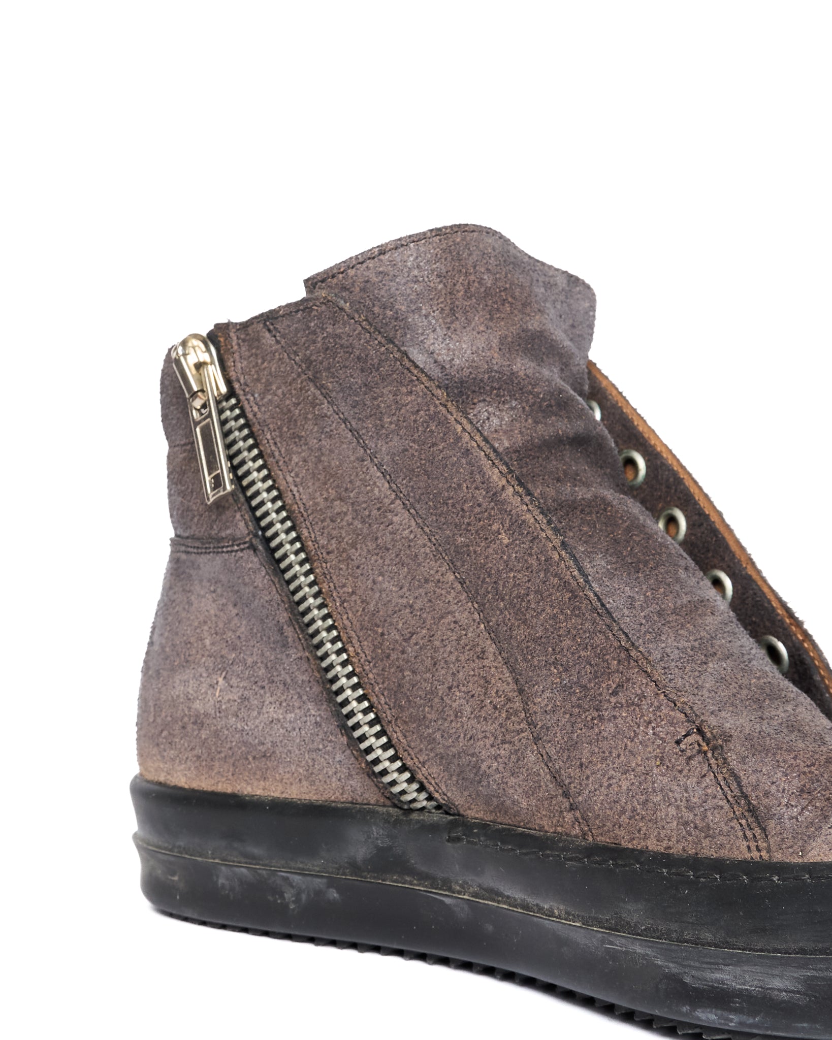 Rick Owens Burst Suede Island Dunk Zip-Sneaker