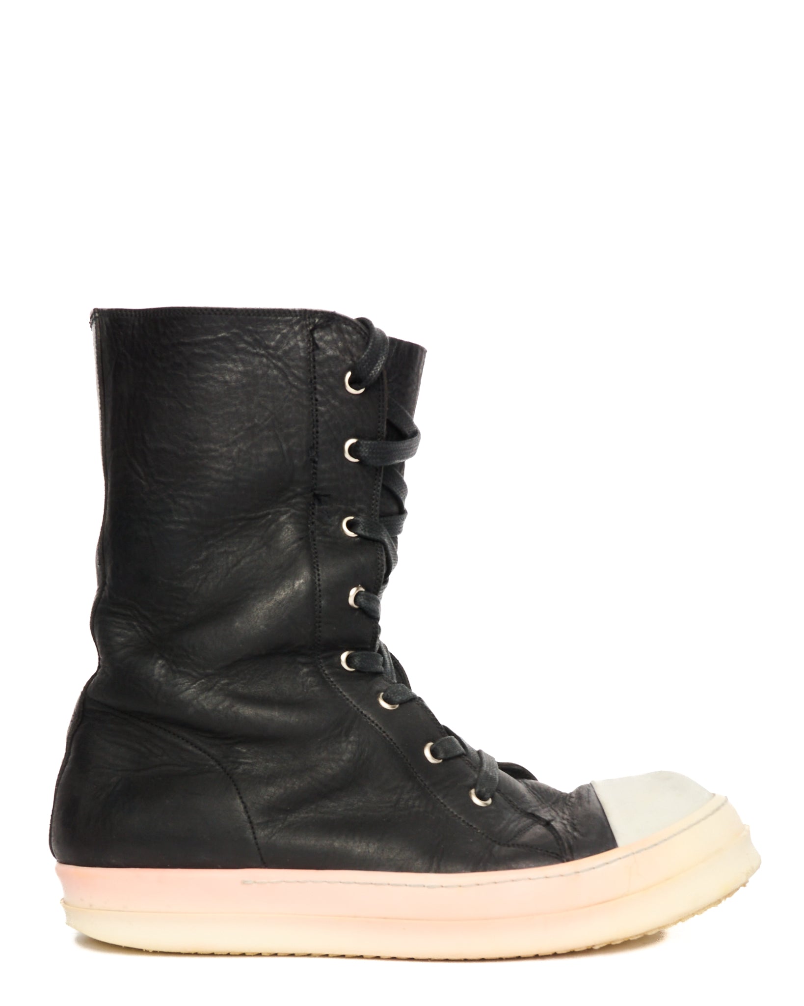 Rick Owens *Cut* Big Tongue Leather High-Top Ramone