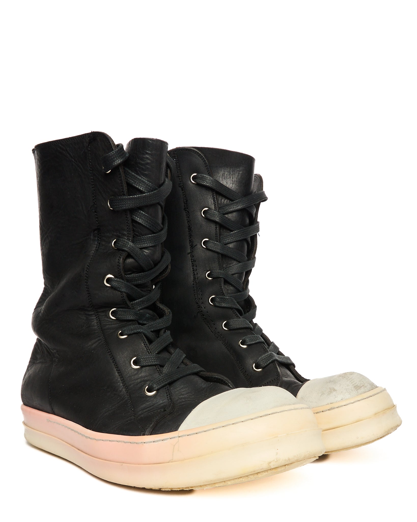 Rick Owens *Cut* Big Tongue Leather High-Top Ramone