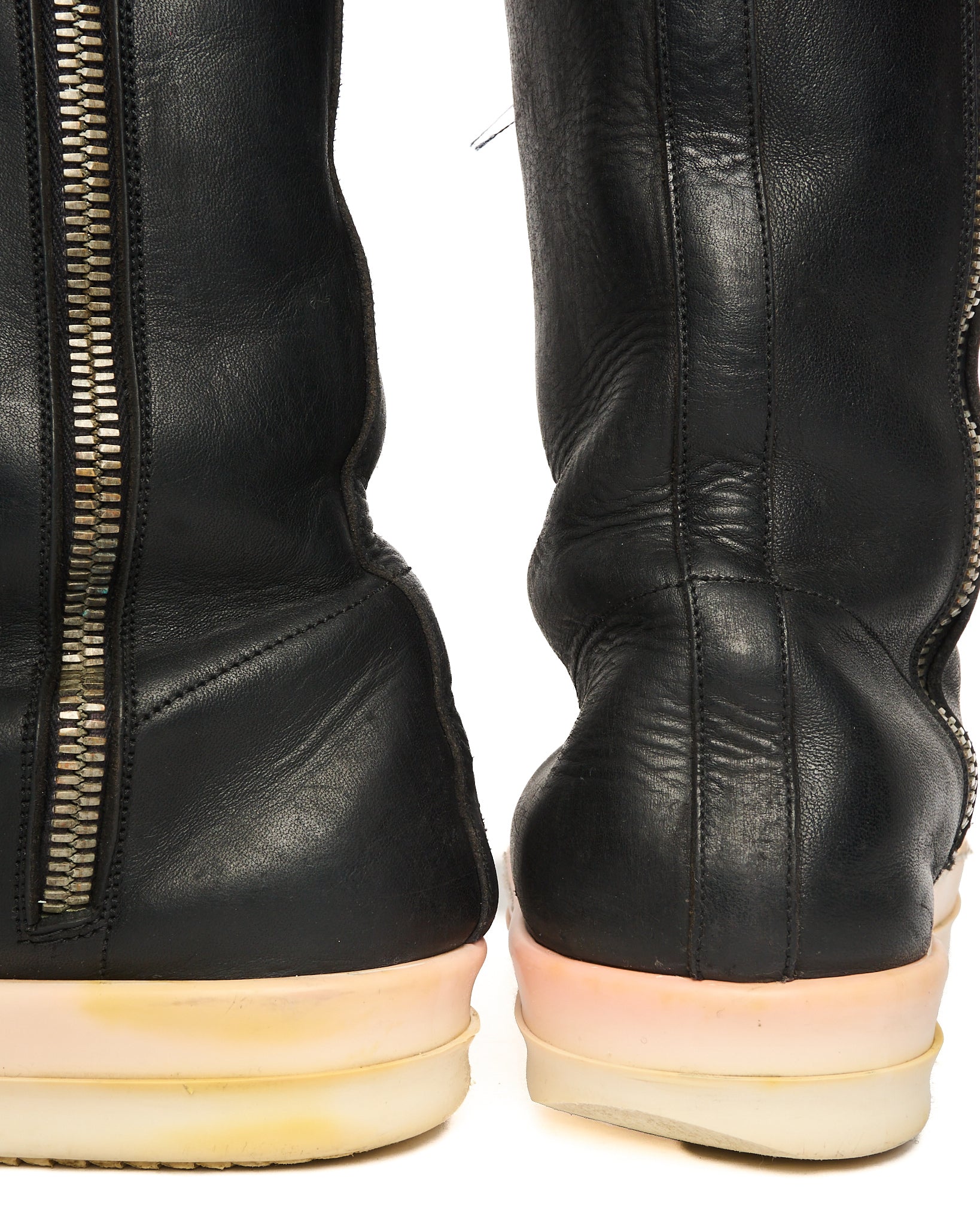 Rick Owens *Cut* Big Tongue Leather High-Top Ramone