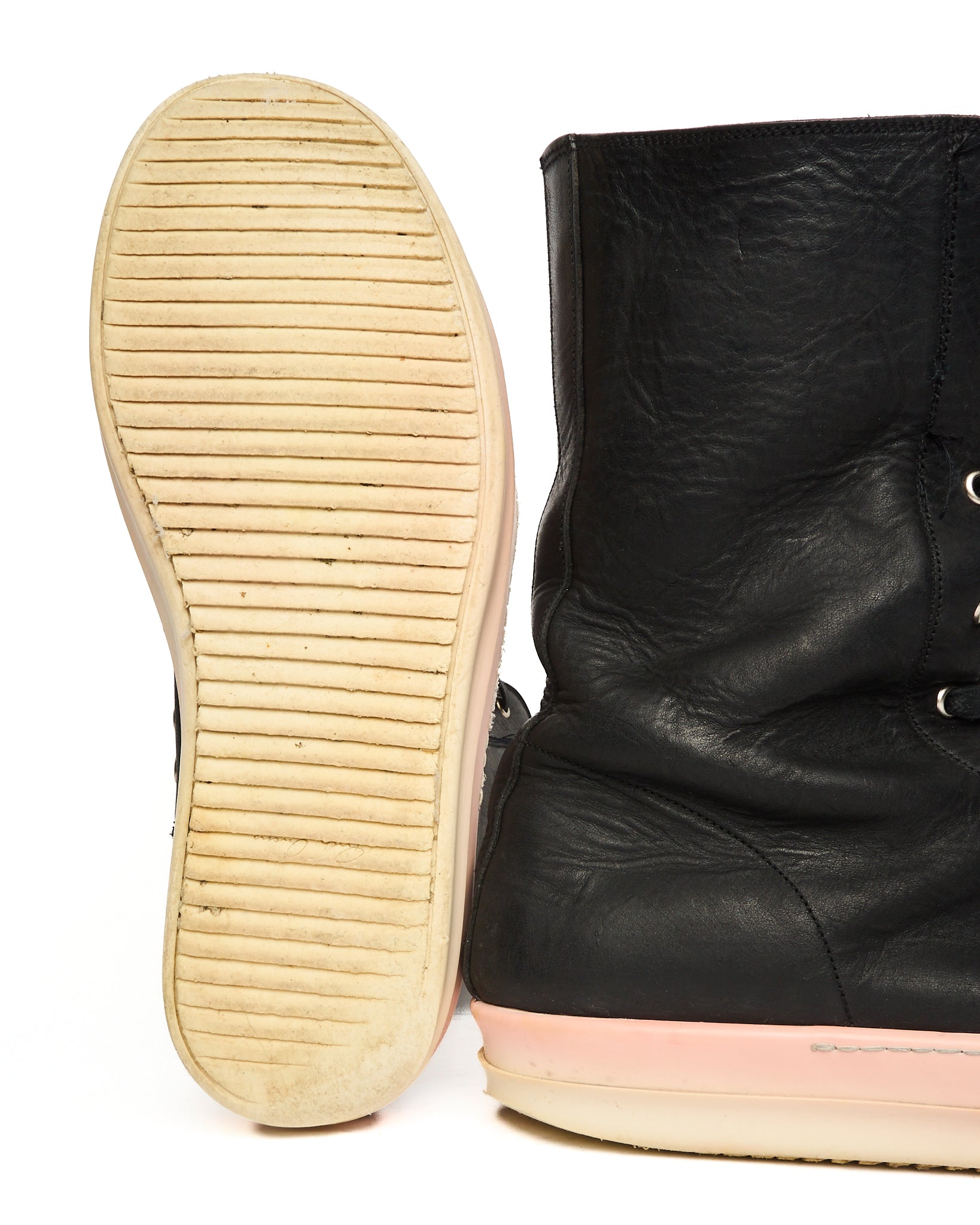 Rick Owens *Cut* Big Tongue Leather High-Top Ramone