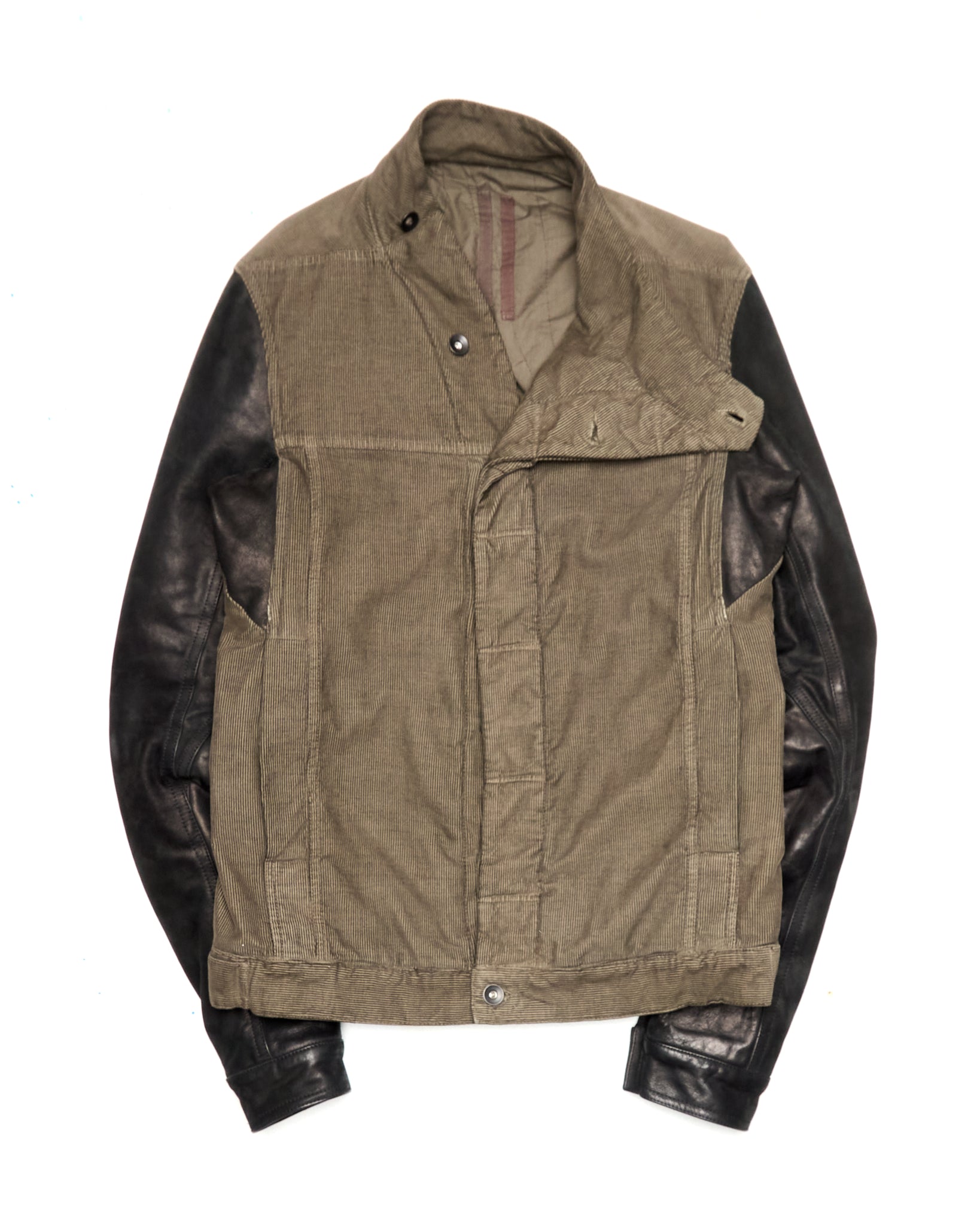 A/W15 Rick Owens DRKSHDW Brown Hybrid Waxed Sleeve Slave Jacket