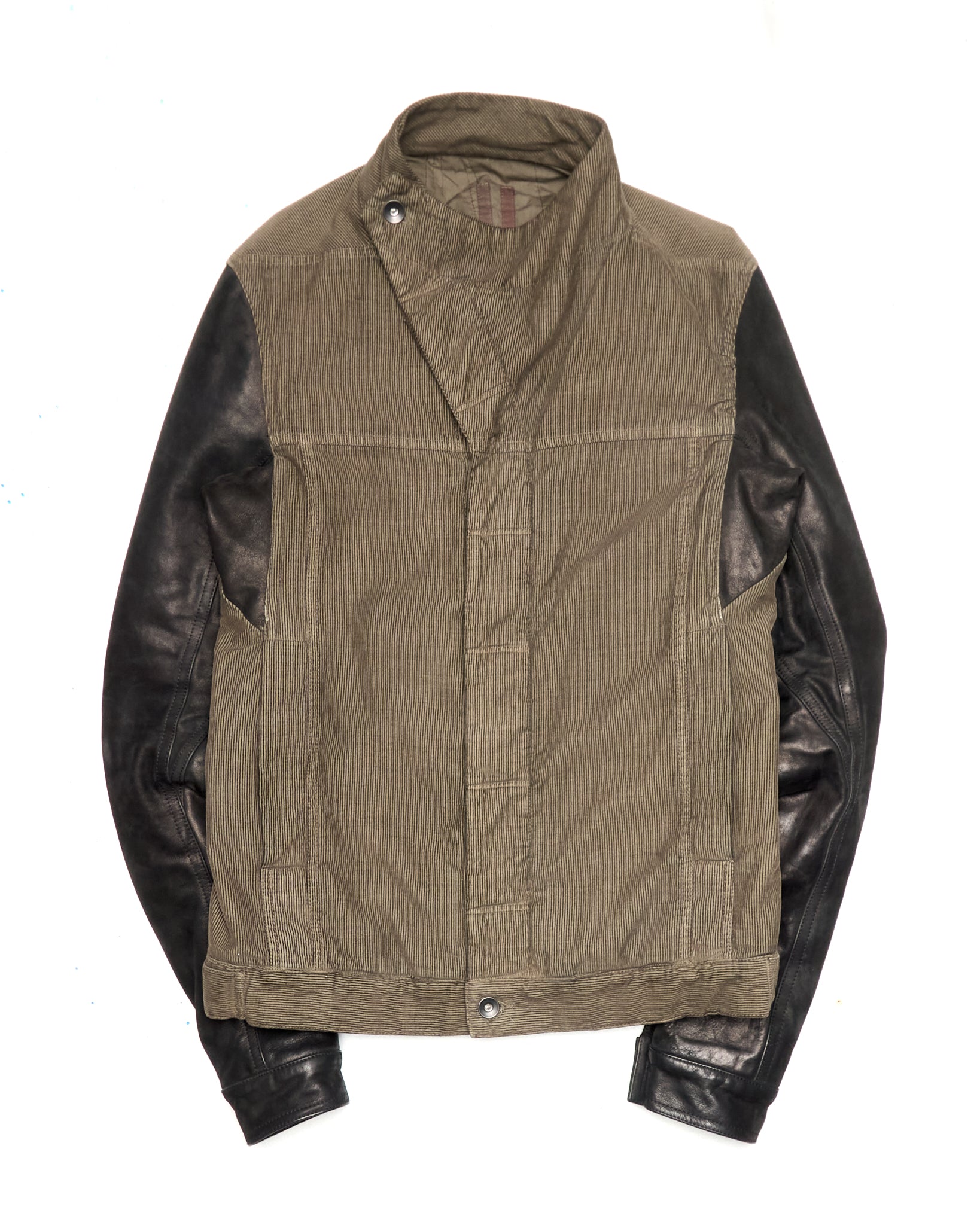 A/W15 Rick Owens DRKSHDW Brown Hybrid Waxed Sleeve Slave Jacket