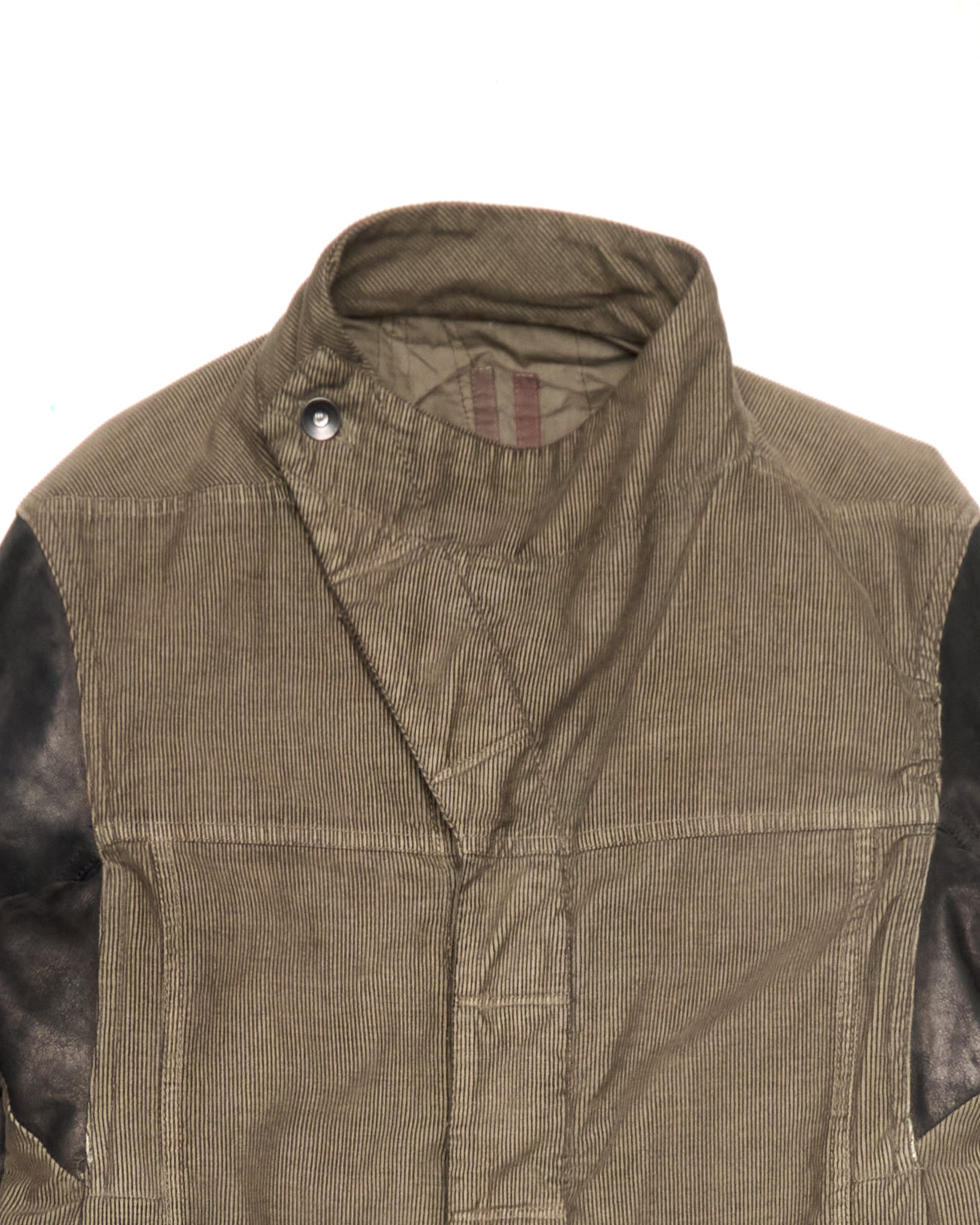 A/W15 Rick Owens DRKSHDW Brown Hybrid Waxed Sleeve Slave Jacket