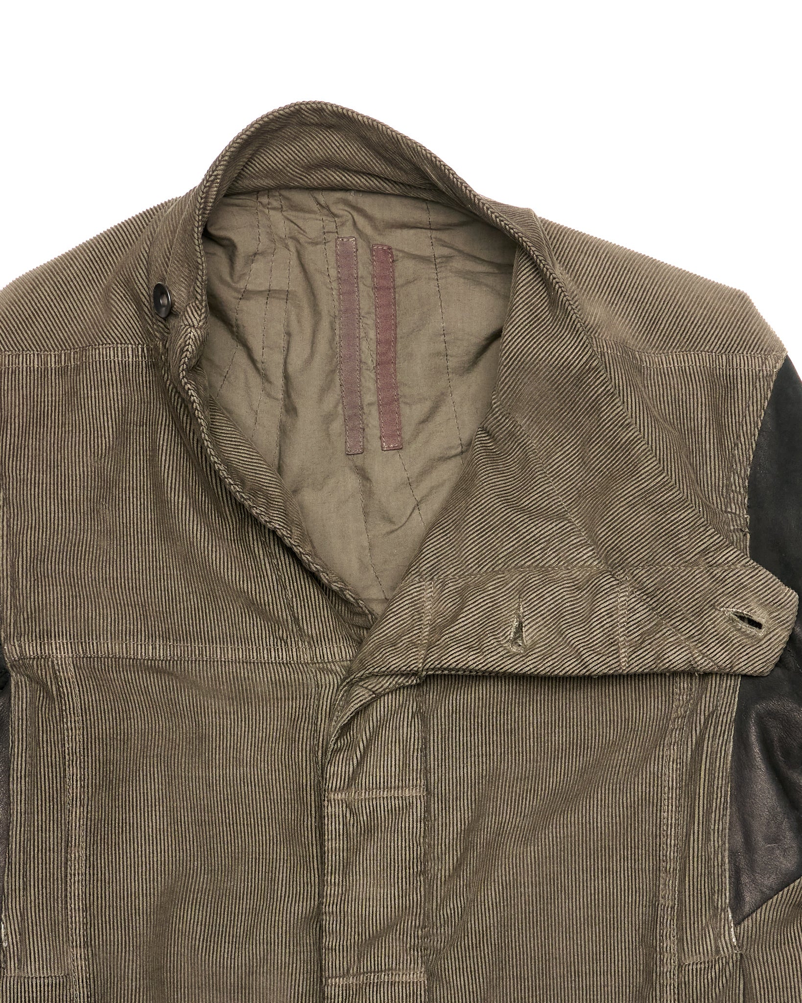 A/W15 Rick Owens DRKSHDW Brown Hybrid Waxed Sleeve Slave Jacket