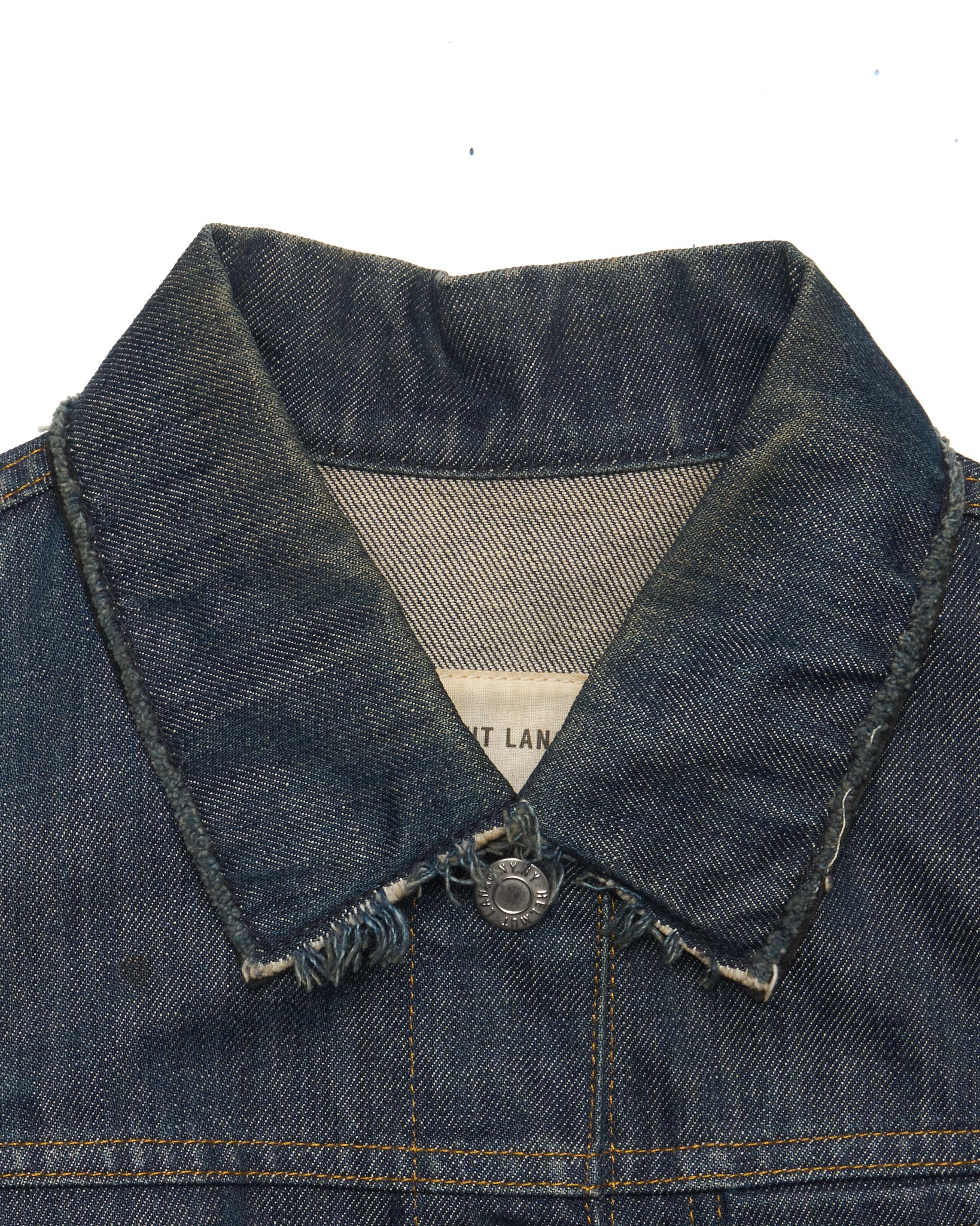 S/S03 Helmut Lang Hybrid Lamb Leather Sleeve Raw Denim Jacket
