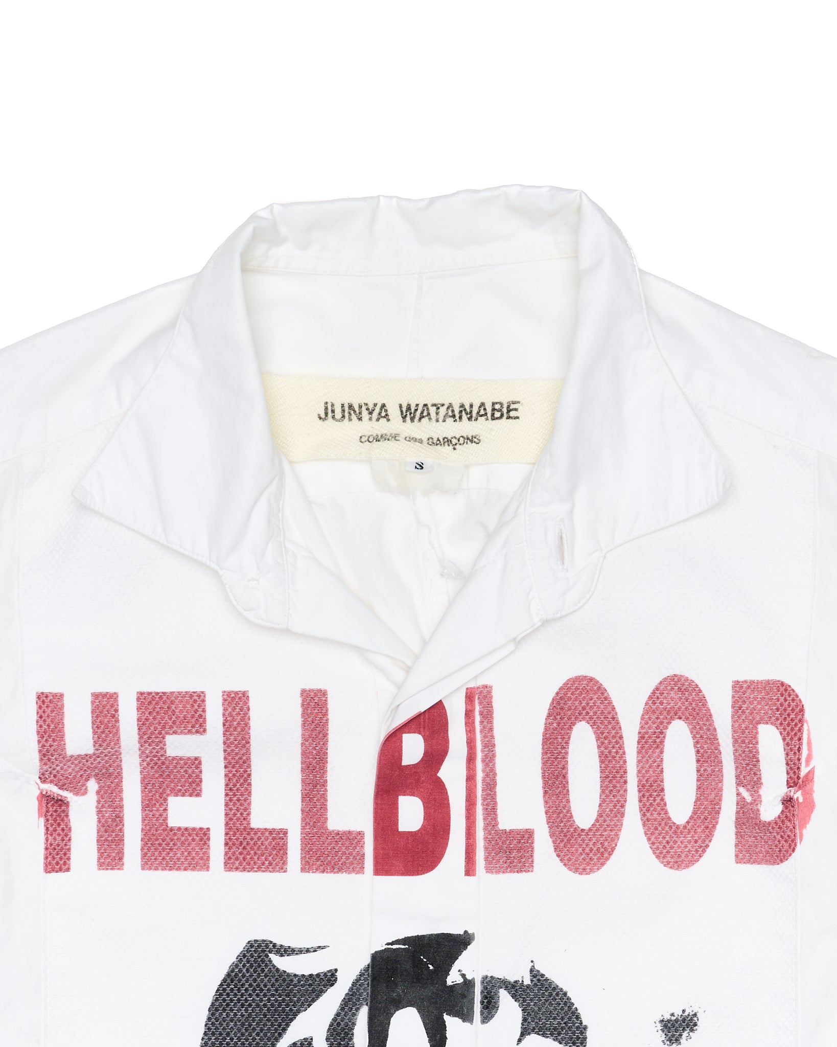 S/S06 Junya Watanabe Mesh Panel 'HELLBLOOD' Graphic Button Up Tee