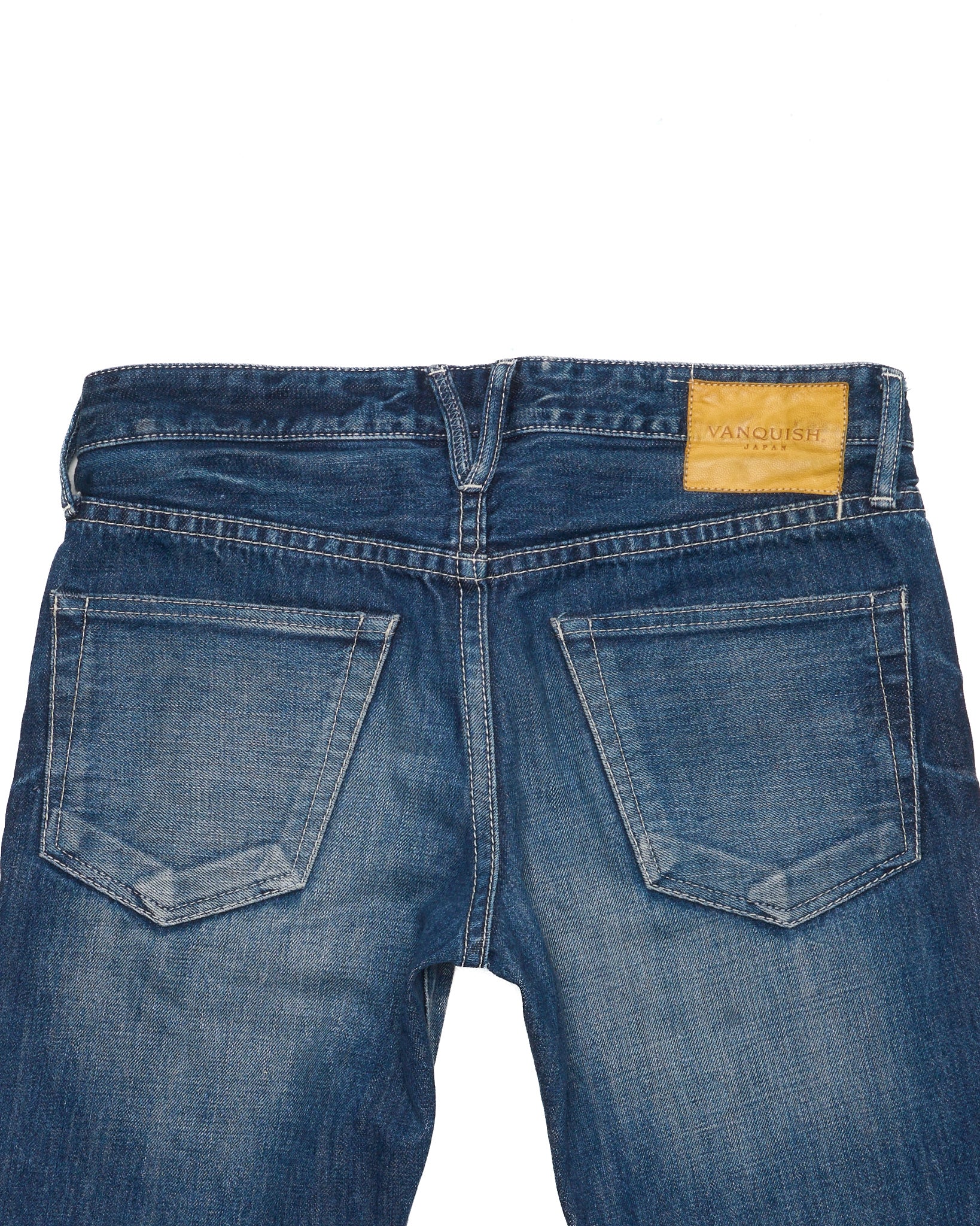 S/S11 VANQUISH Blue Washed Distressed Studded Bootcut Denim