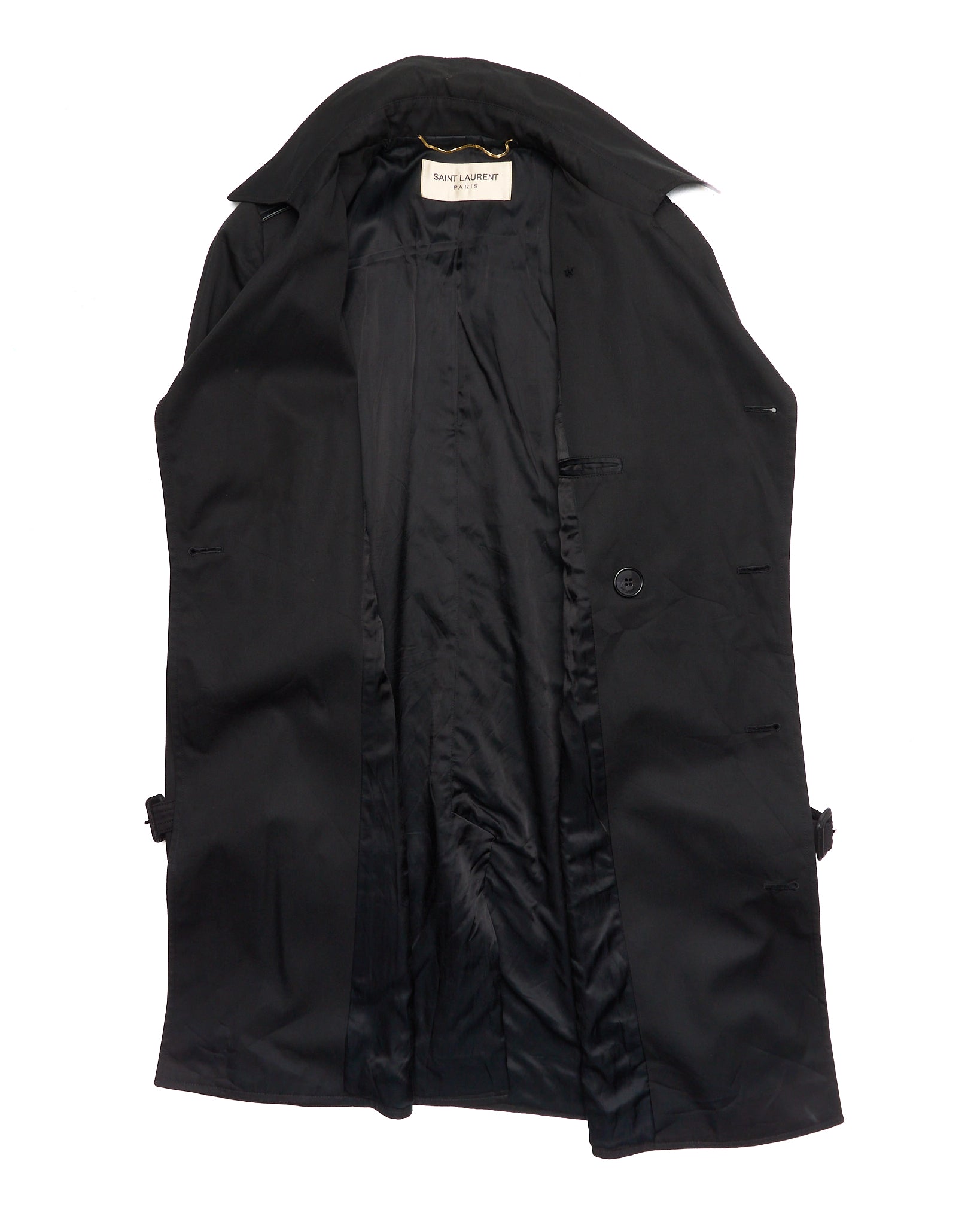 S/S14 Saint Laurent Paris by Hedi Slimane Black Classic Trench Coat