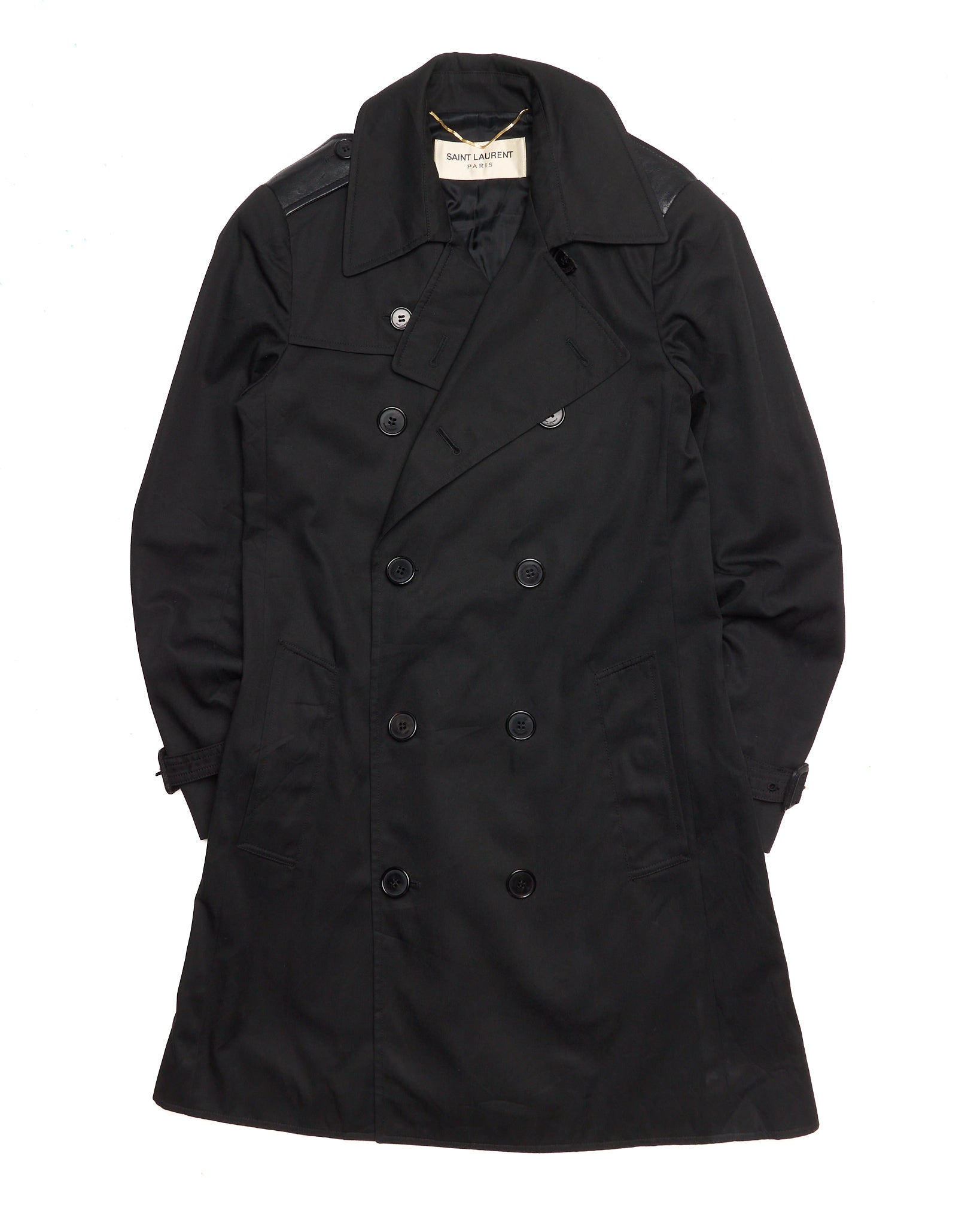 S/S14 Saint Laurent Paris by Hedi Slimane Black Classic Trench Coat