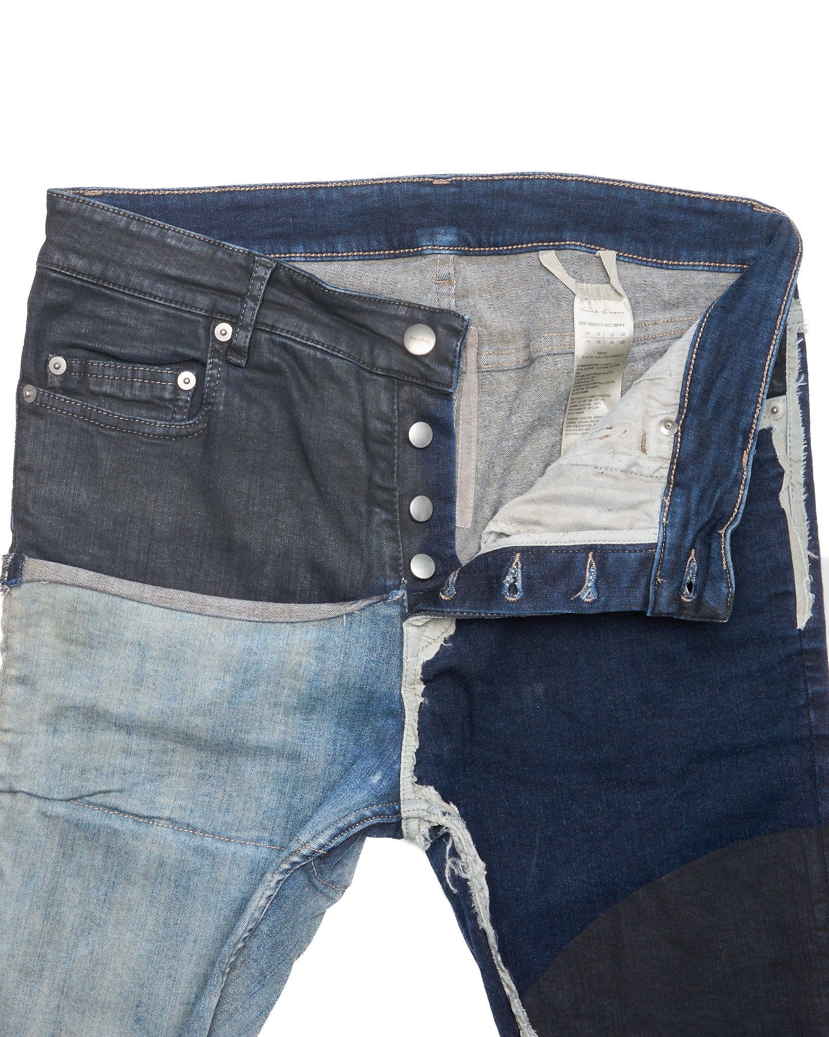 Pair of blue jeans with a white background
