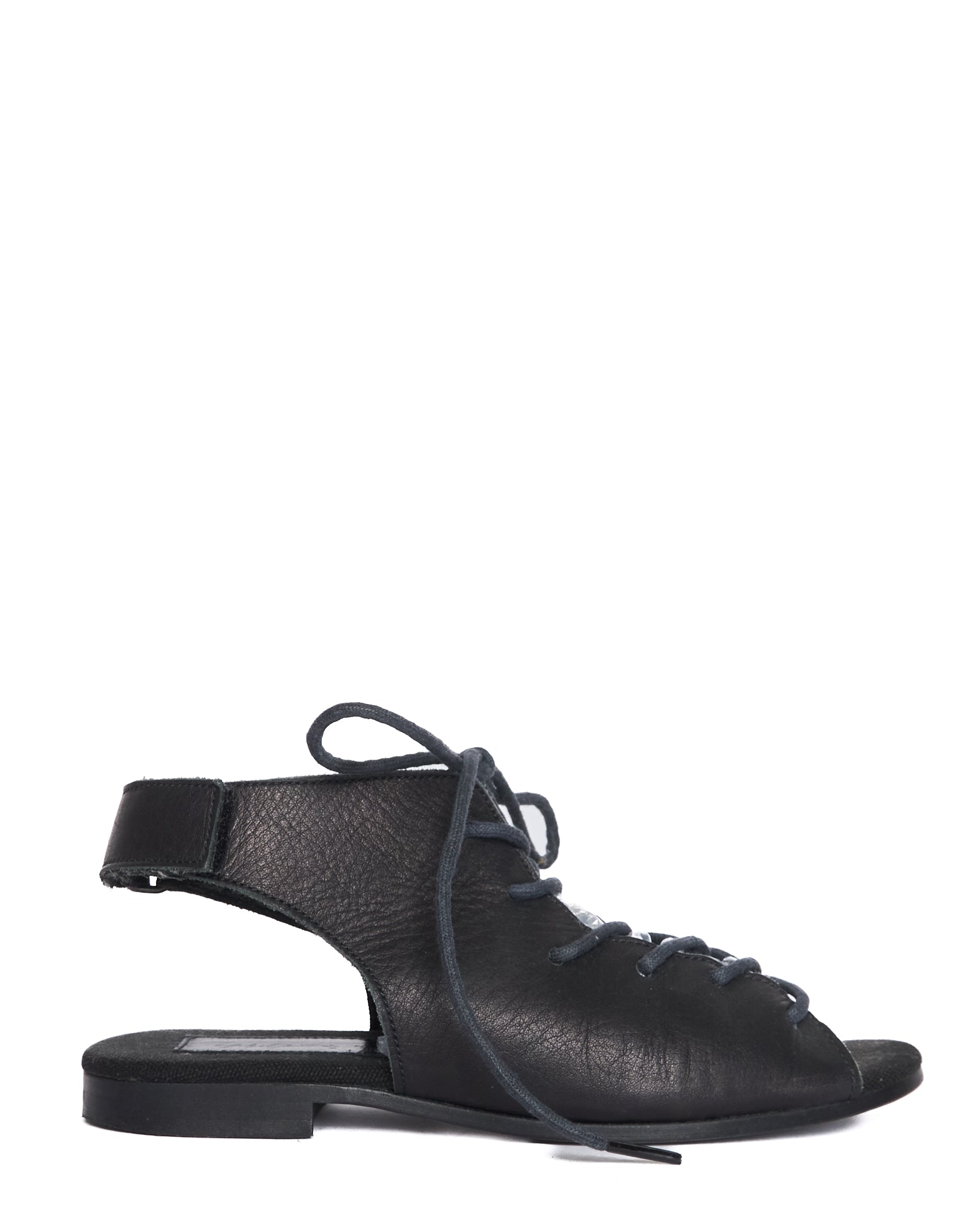 S/S19 Yohji Yamamoto Laced Strap-Back Leather Flats