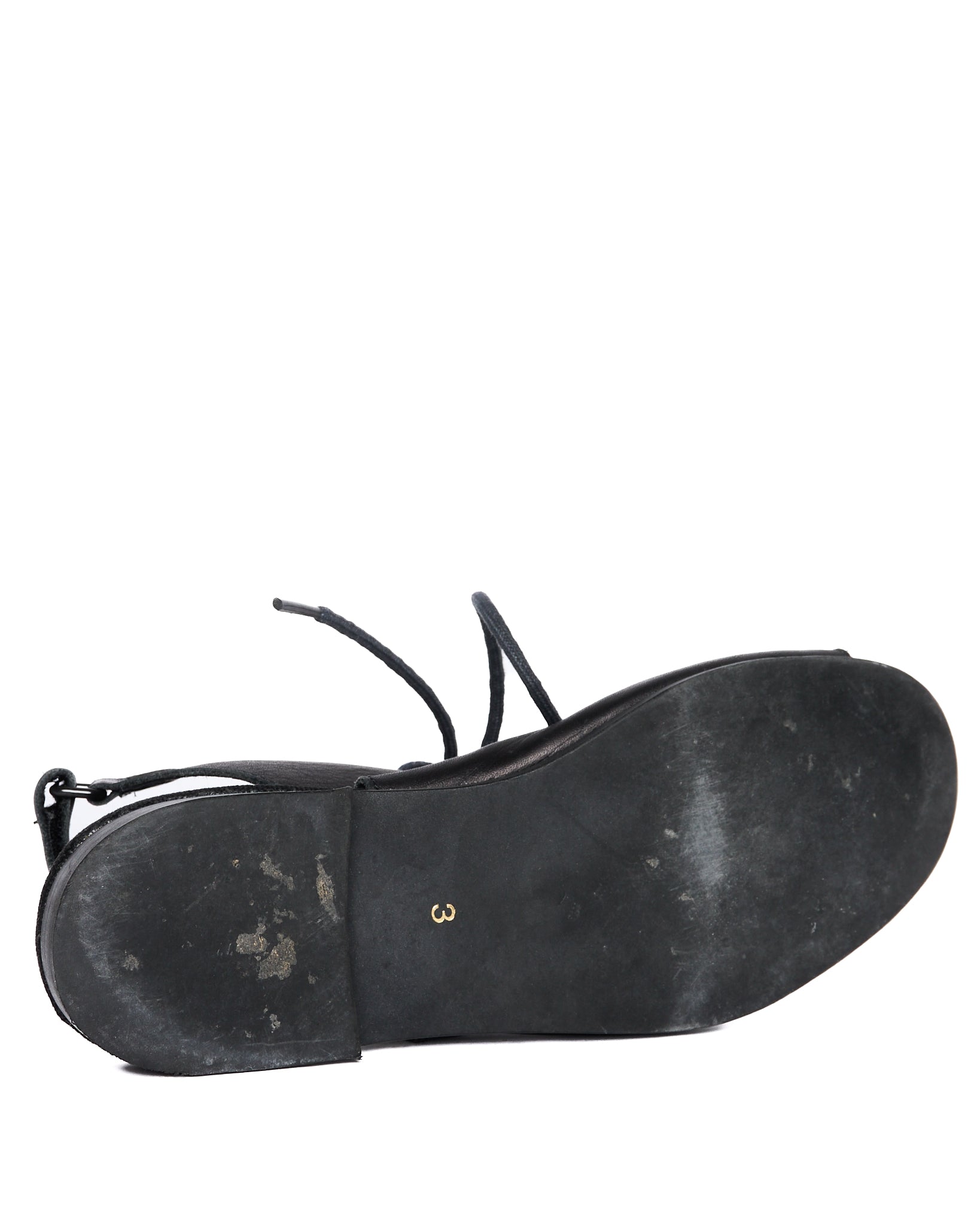 S/S19 Yohji Yamamoto Laced Strap-Back Leather Flats