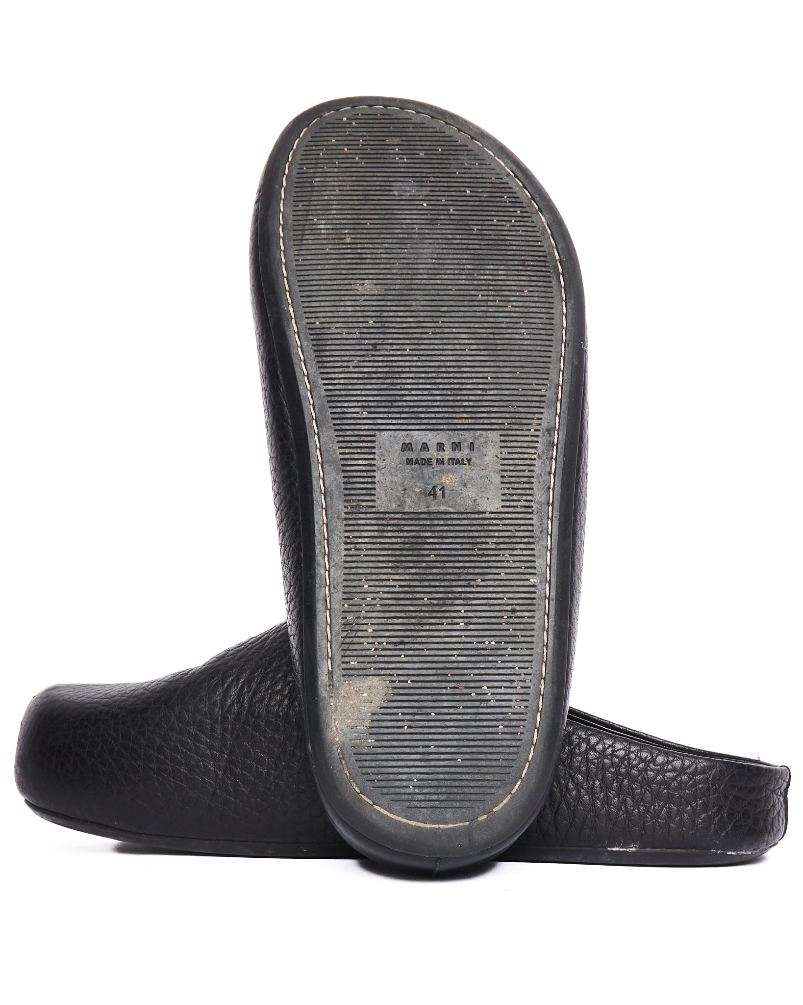 S/S21 Marni Grained Calf Leather Fussbett Sabot Clogs