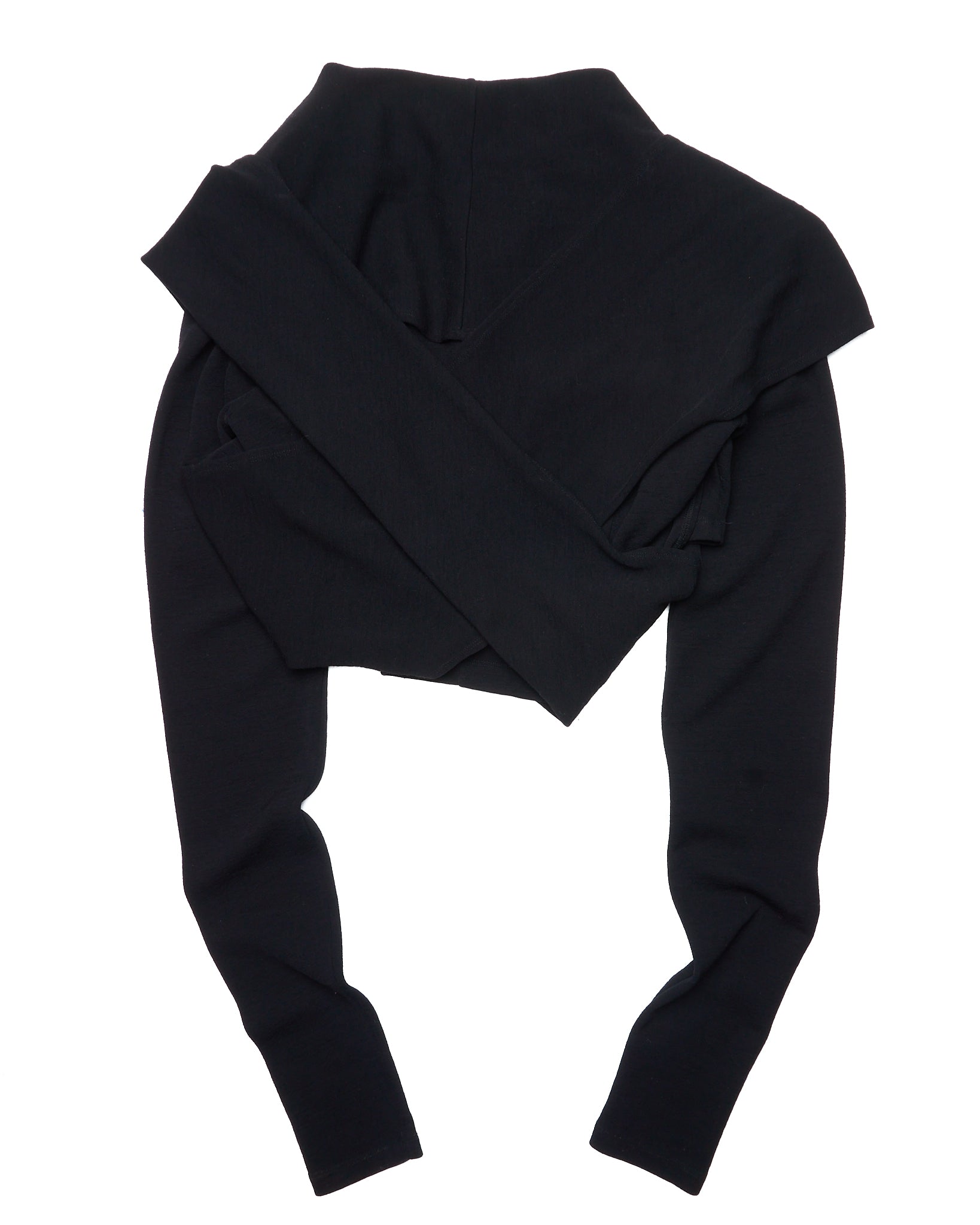 Black sweater with a unique design on a white background