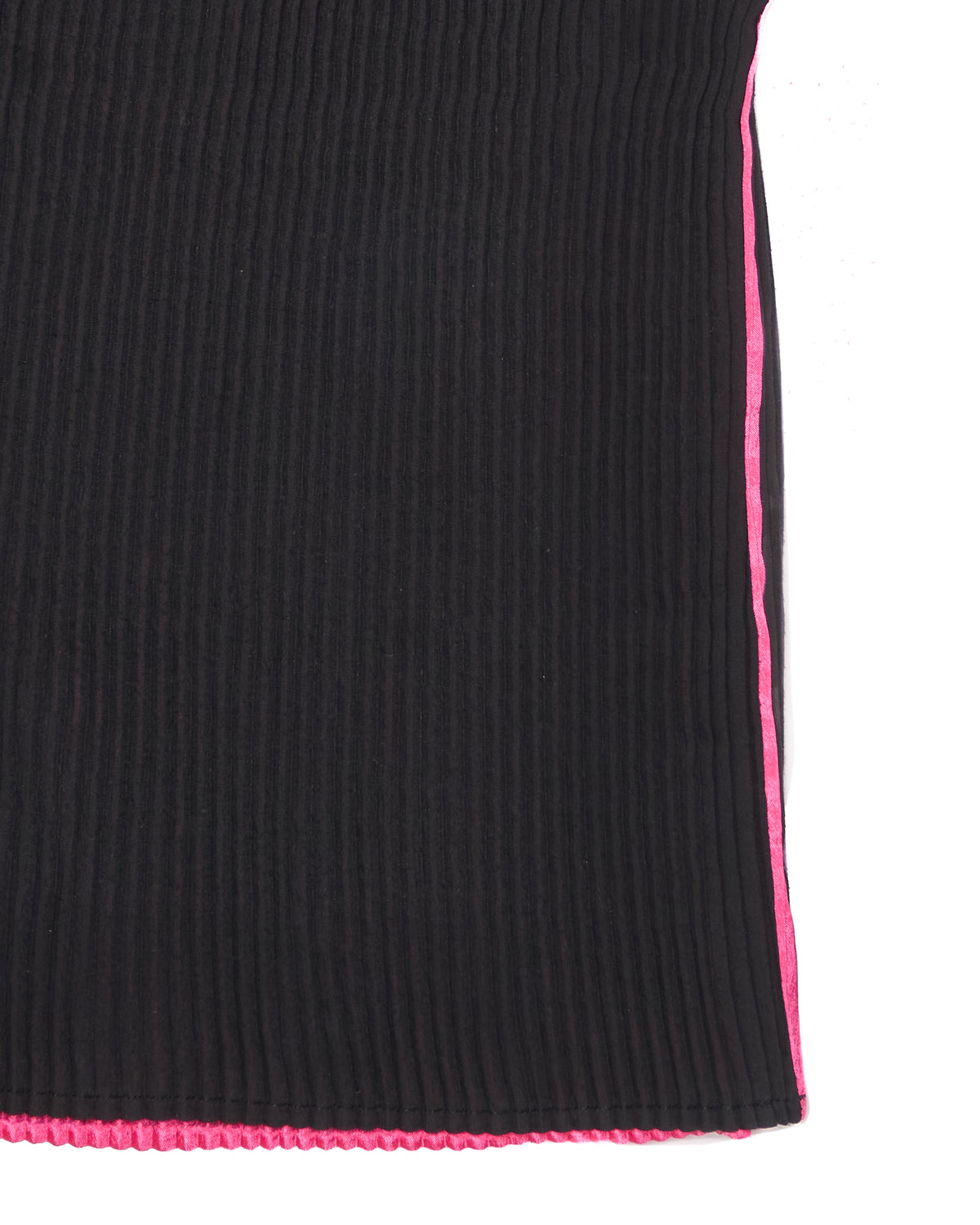 Issey Miyake Black/Magenta Pleated Short Sleeve Blouse