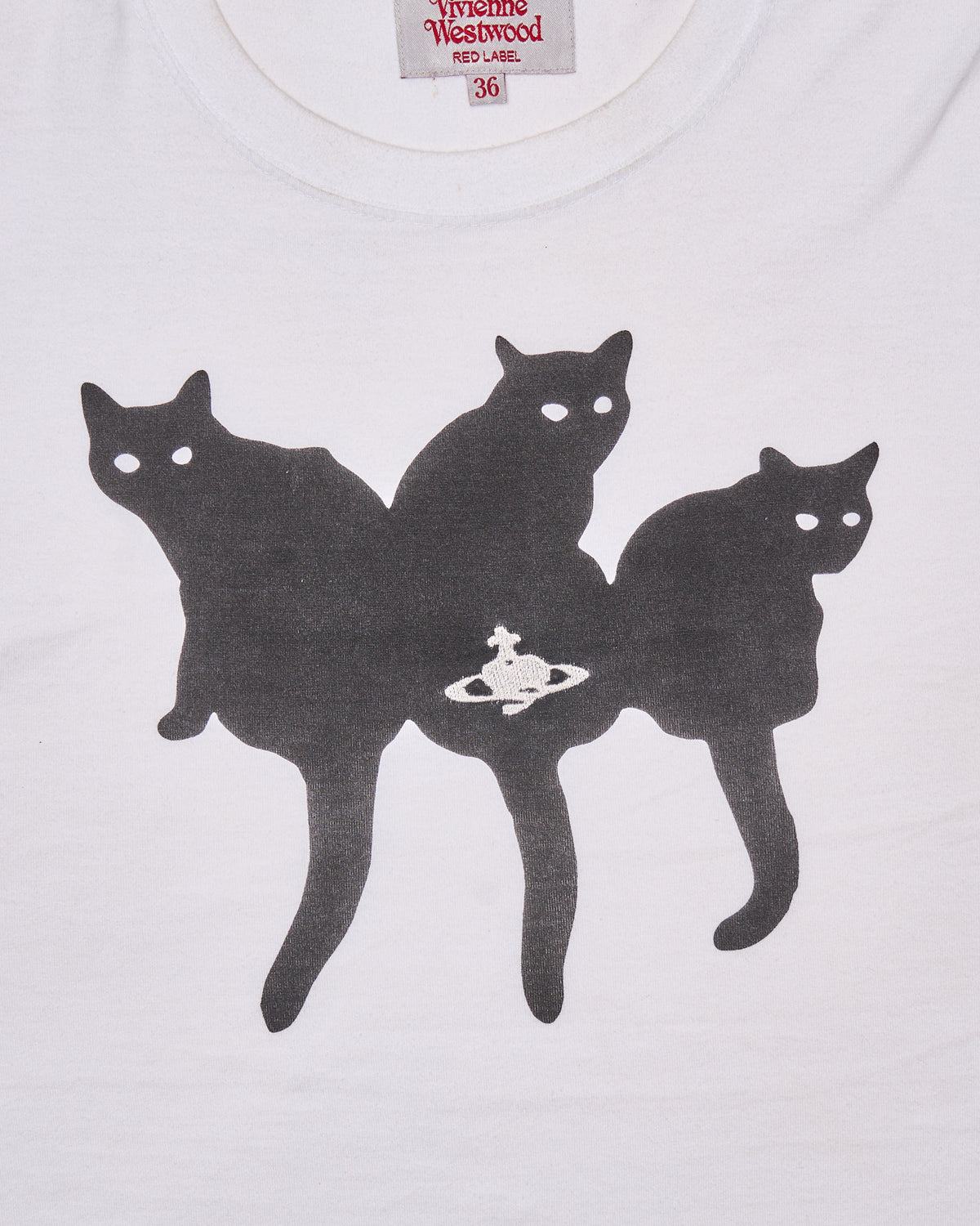 Vivienne Westwood RED LABEL Black Cat Orb Embroidery Graphic Tee