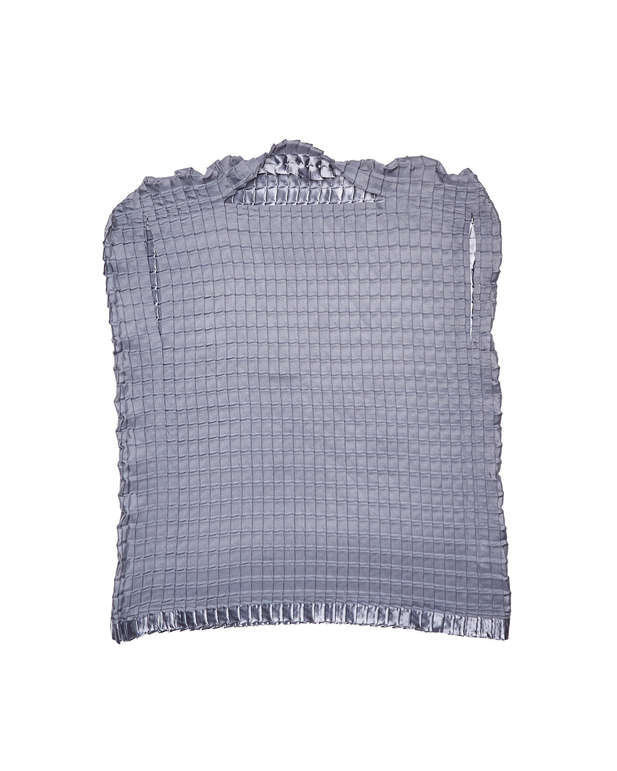 Issey Miyake me Box Pleated Sleeveless Steel Blue Blouse