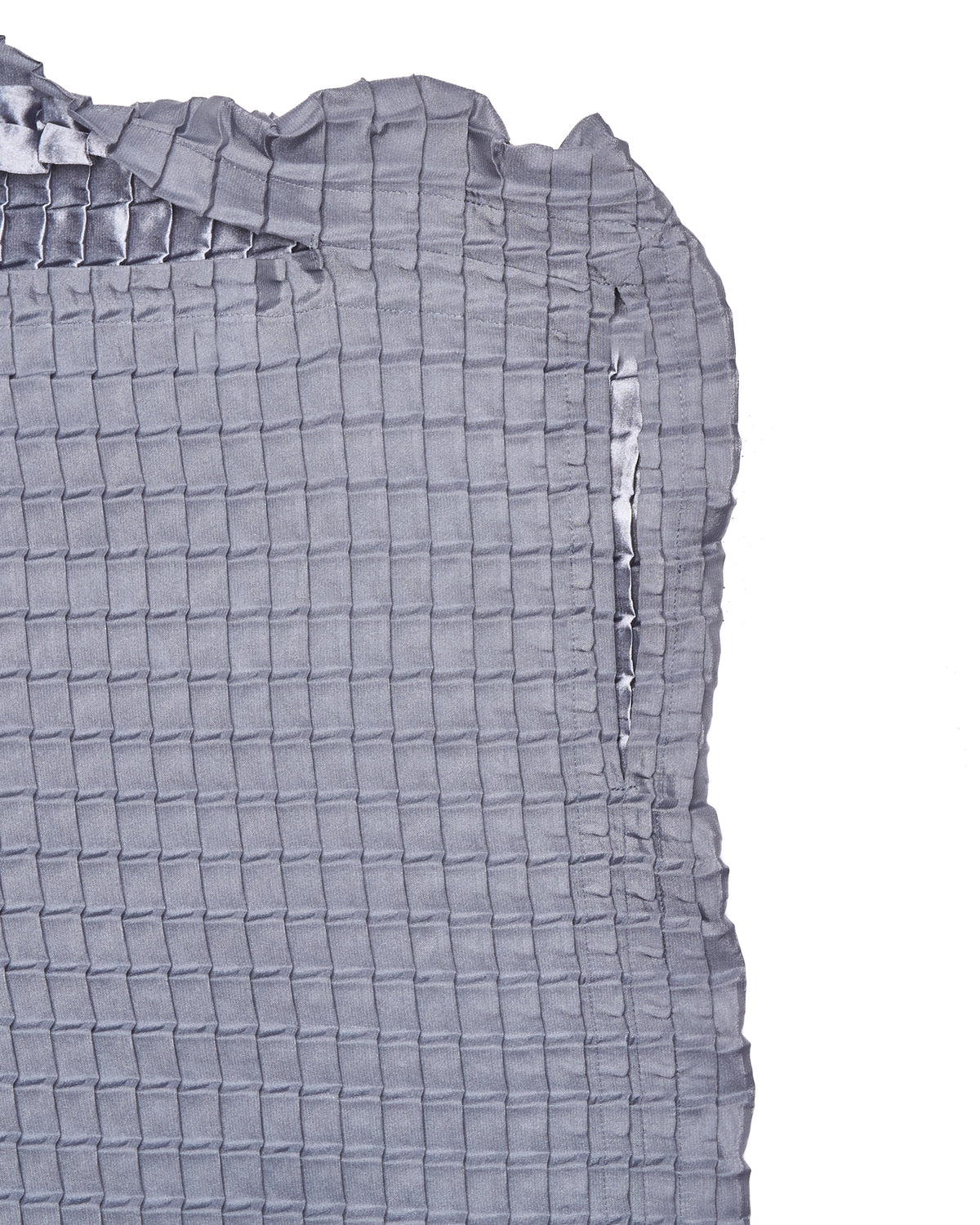Issey Miyake me Box Pleated Sleeveless Steel Blue Blouse