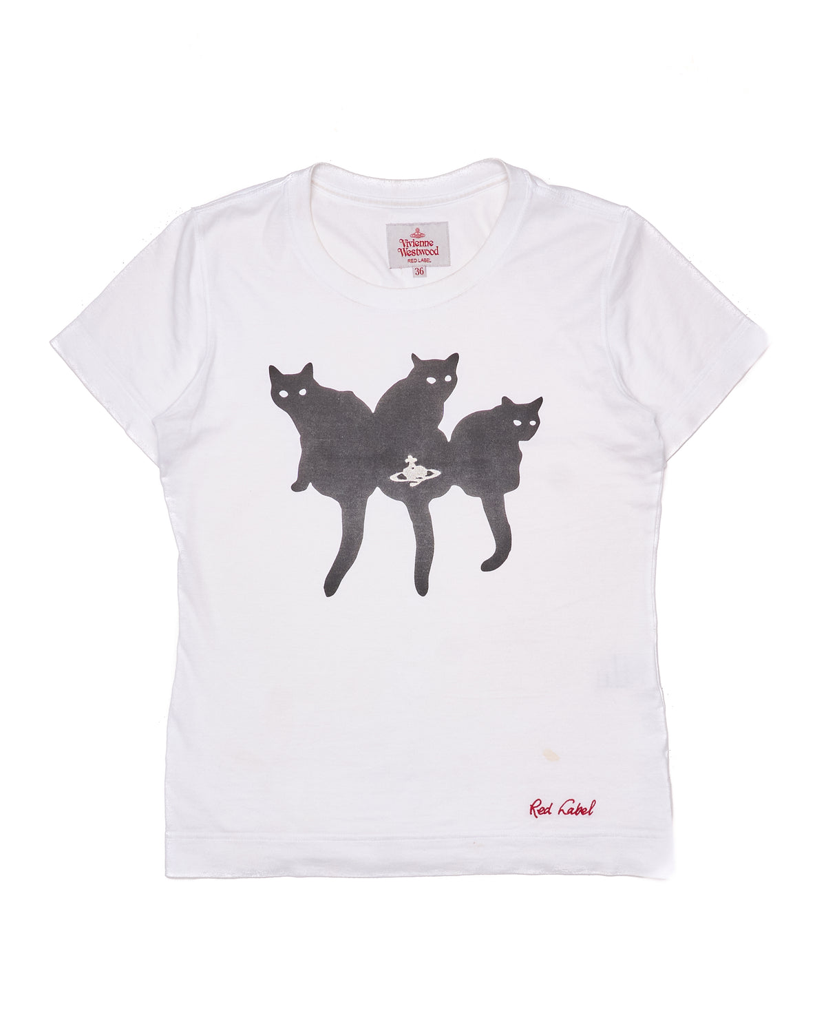 Vivienne Westwood RED LABEL Black Cat Orb Embroidery Graphic Tee