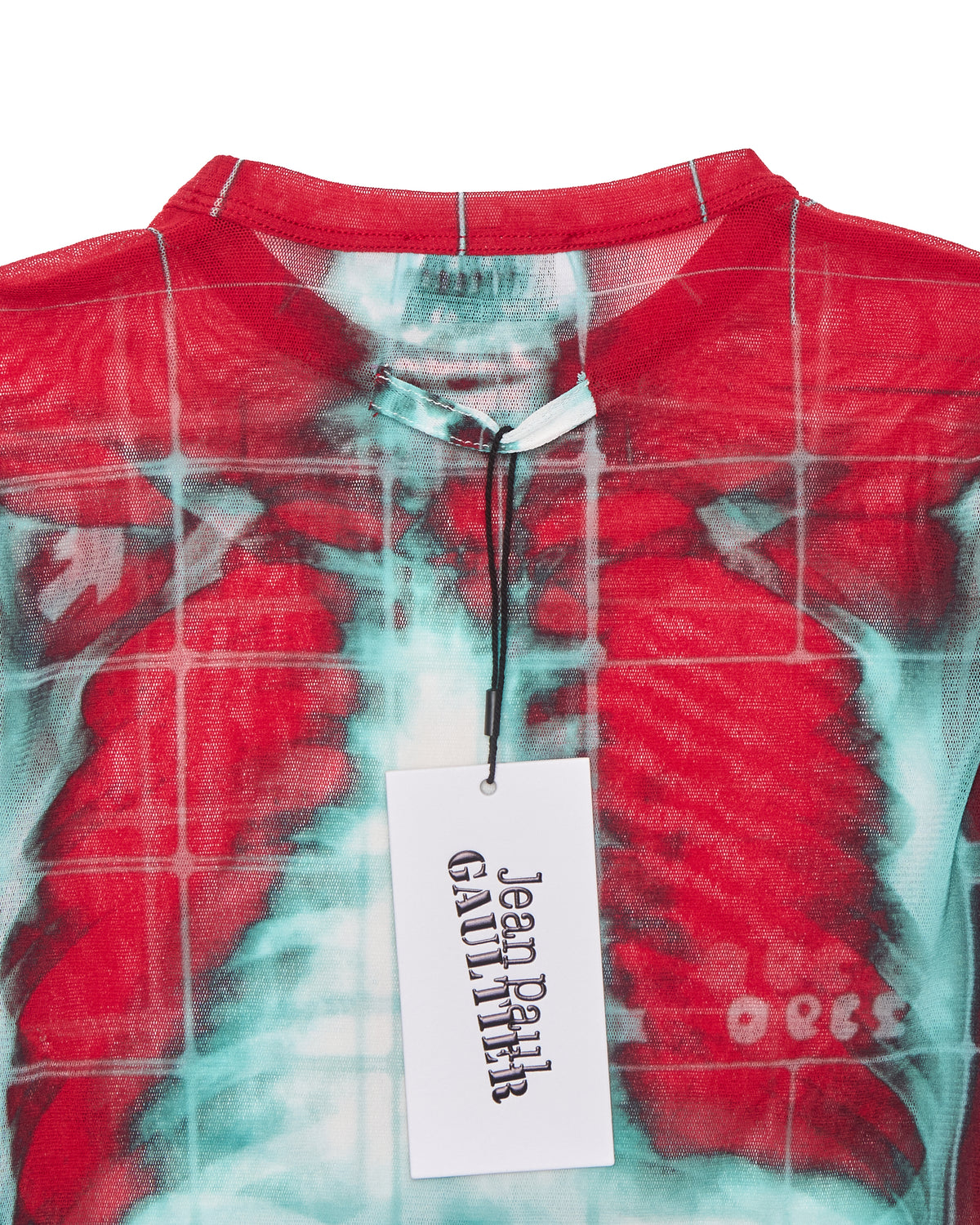Jean Paul Gaultier Red "Squeletor" Mesh Long Sleeve Crew Neck Tee