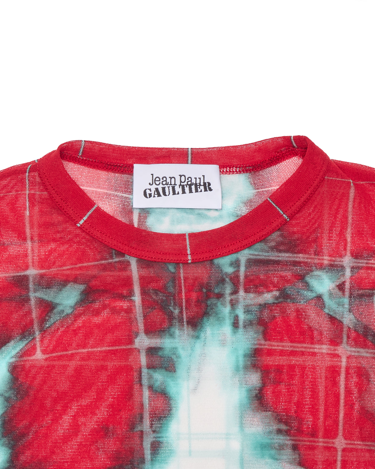Jean Paul Gaultier Red "Squeletor" Mesh Long Sleeve Crew Neck Tee