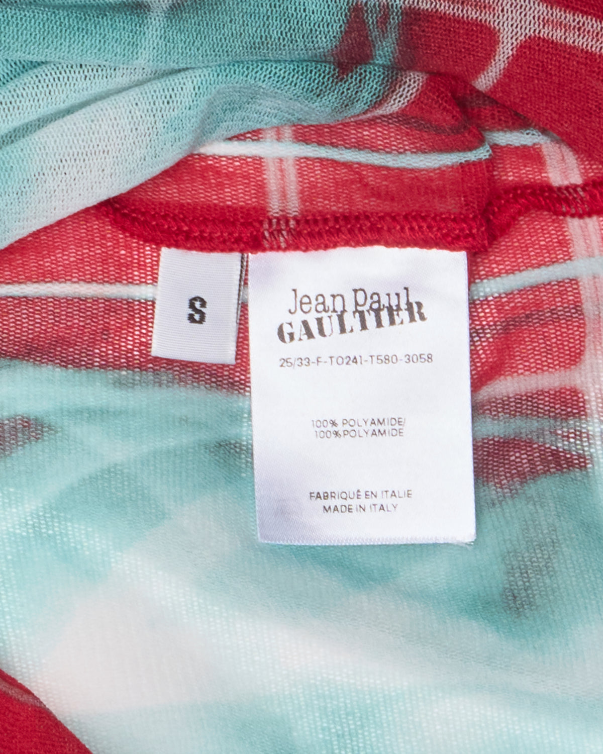 Jean Paul Gaultier Red "Squeletor" Mesh Long Sleeve Crew Neck Tee
