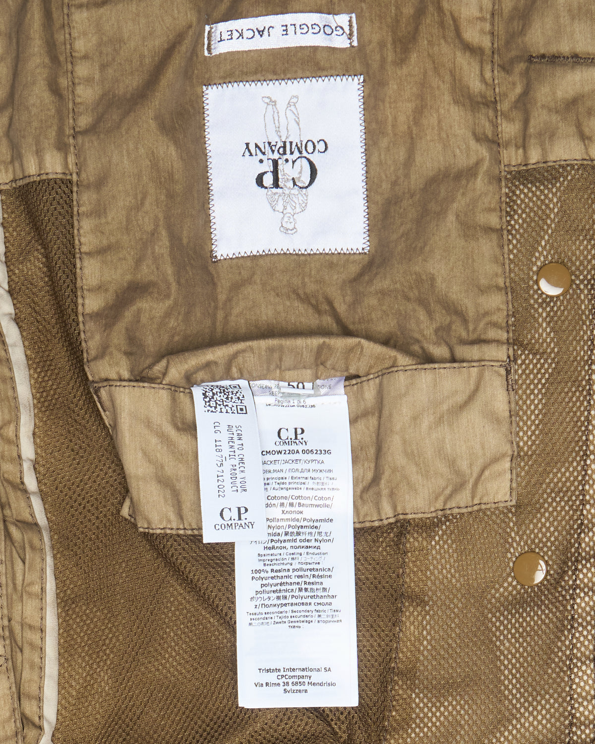 C.P. Company Khaki 50 Fili Gum Goggle Jacket