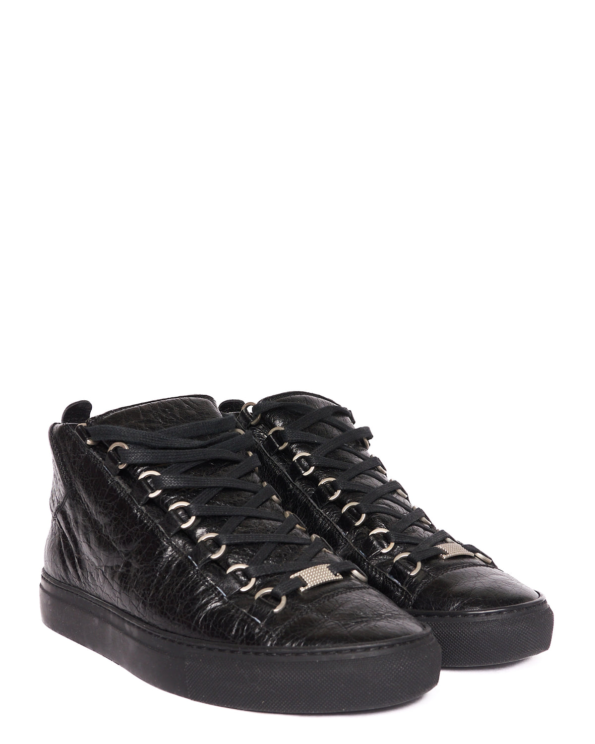 Balenciaga Black Lambskin Arena Low Top Sneakers