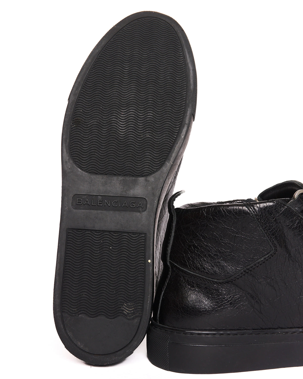 Balenciaga Black Lambskin Arena Low Top Sneakers