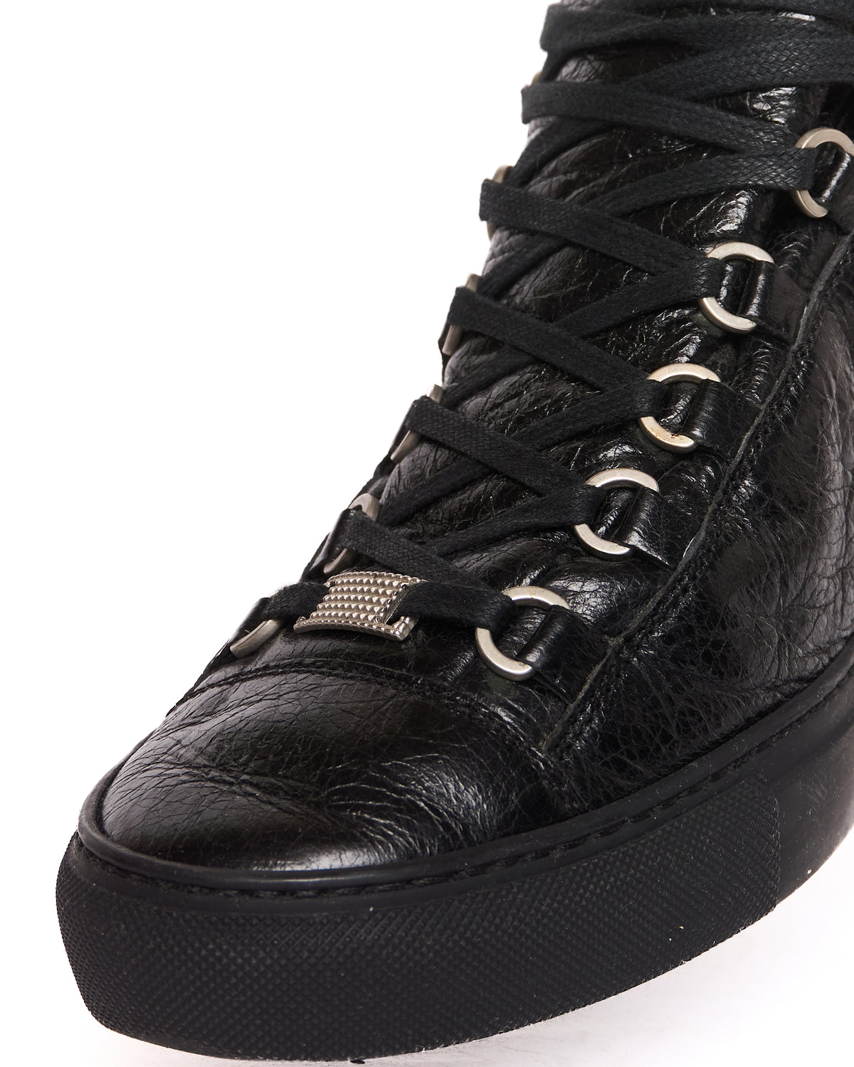 Balenciaga Black Lambskin Arena Low Top Sneakers