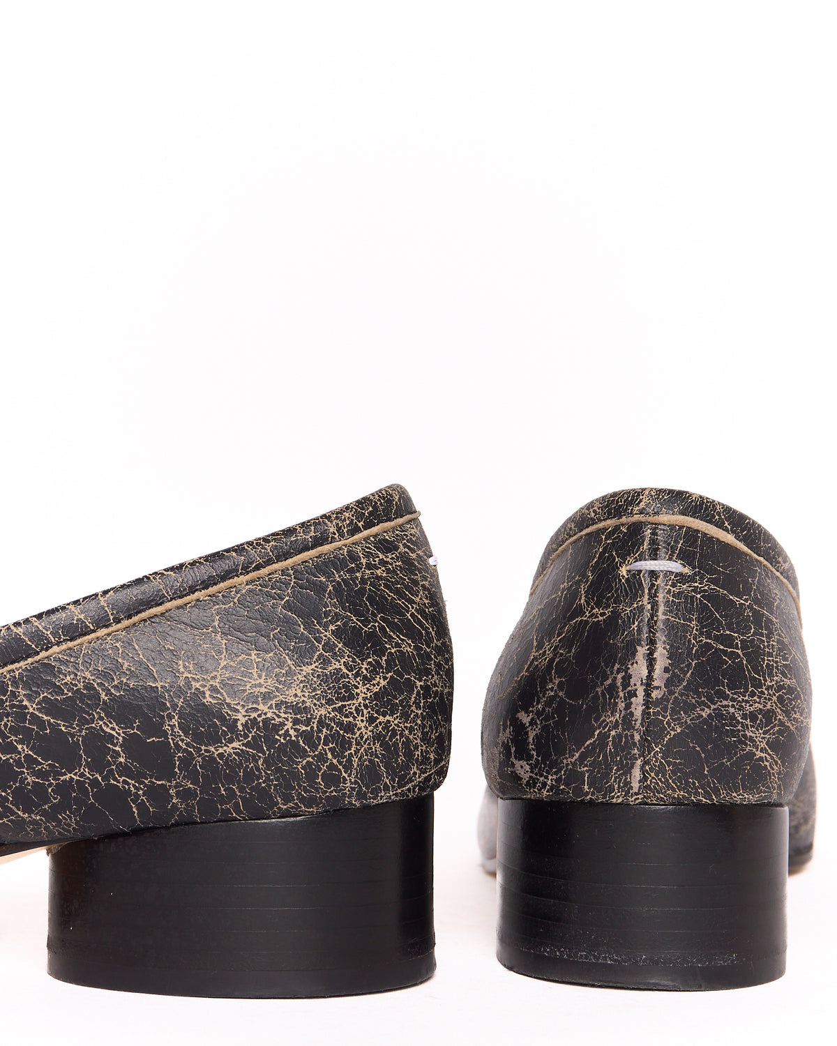Maison Margiela Black Cracked Leather Tabi Ballerina Heels