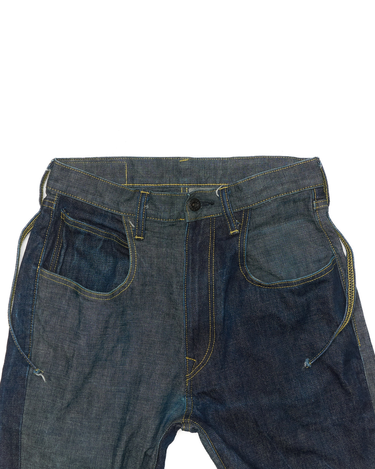 F/W17 Kapital Two-tone Indigo Asymmetric "Mottainai Denim" Pants