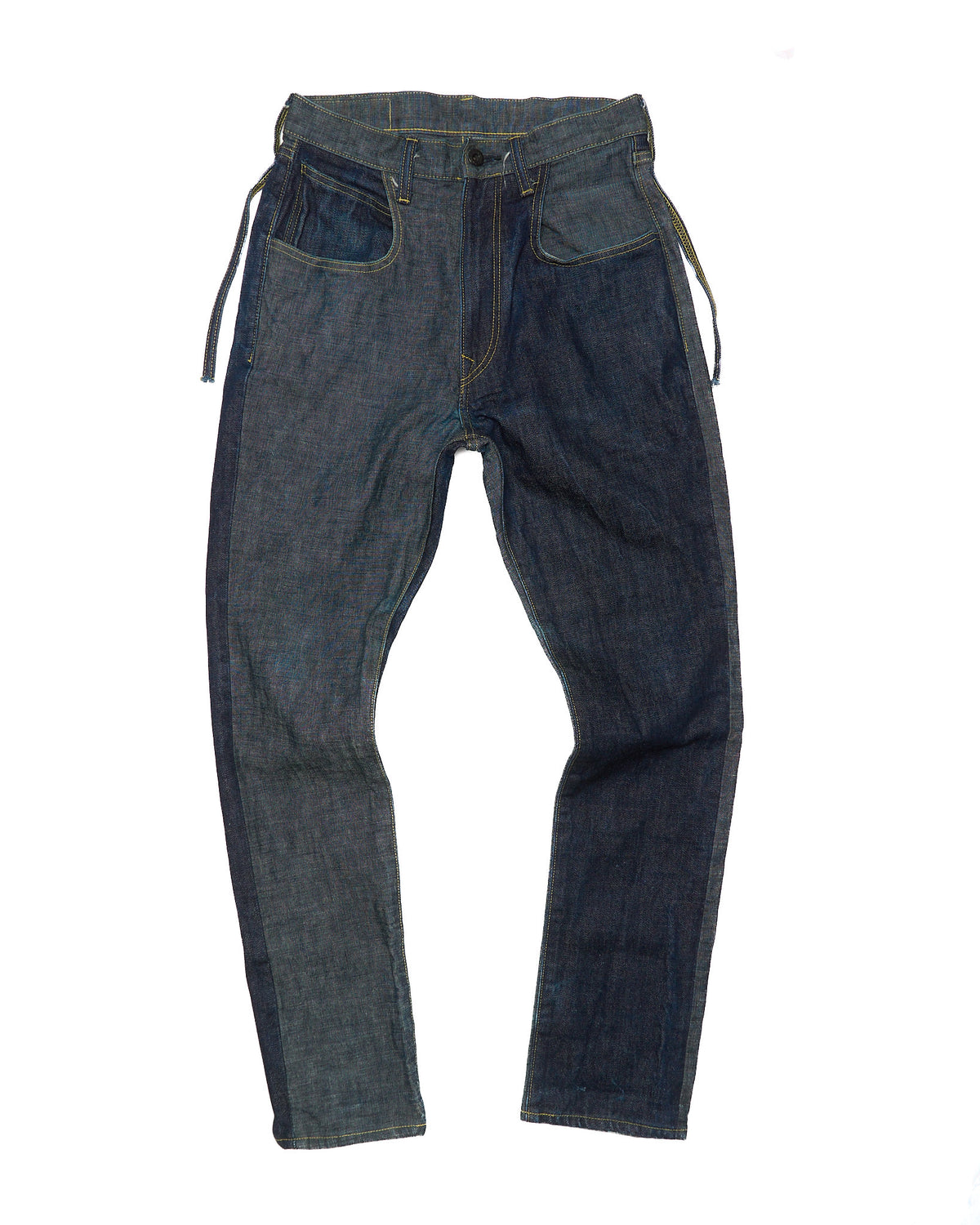 F/W17 Kapital Two-tone Indigo Asymmetric "Mottainai Denim" Pants