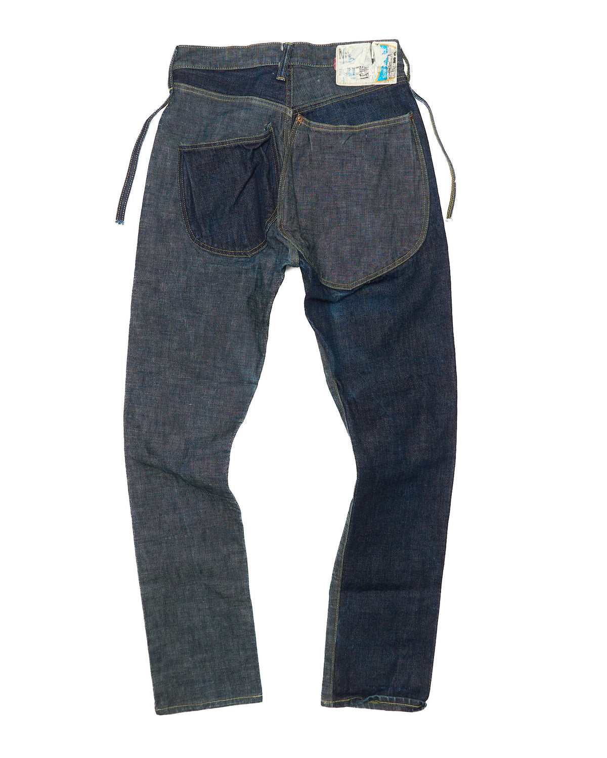 F/W17 Kapital Two-tone Indigo Asymmetric "Mottainai Denim" Pants