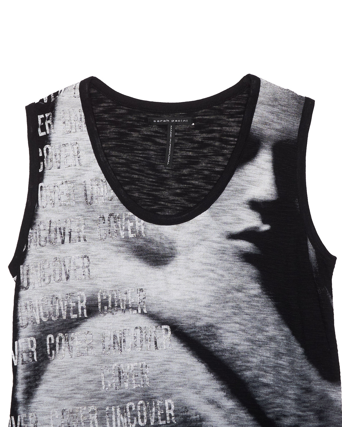 Early 00s Sarah Pacini Black “Uncover” Graphic Tank