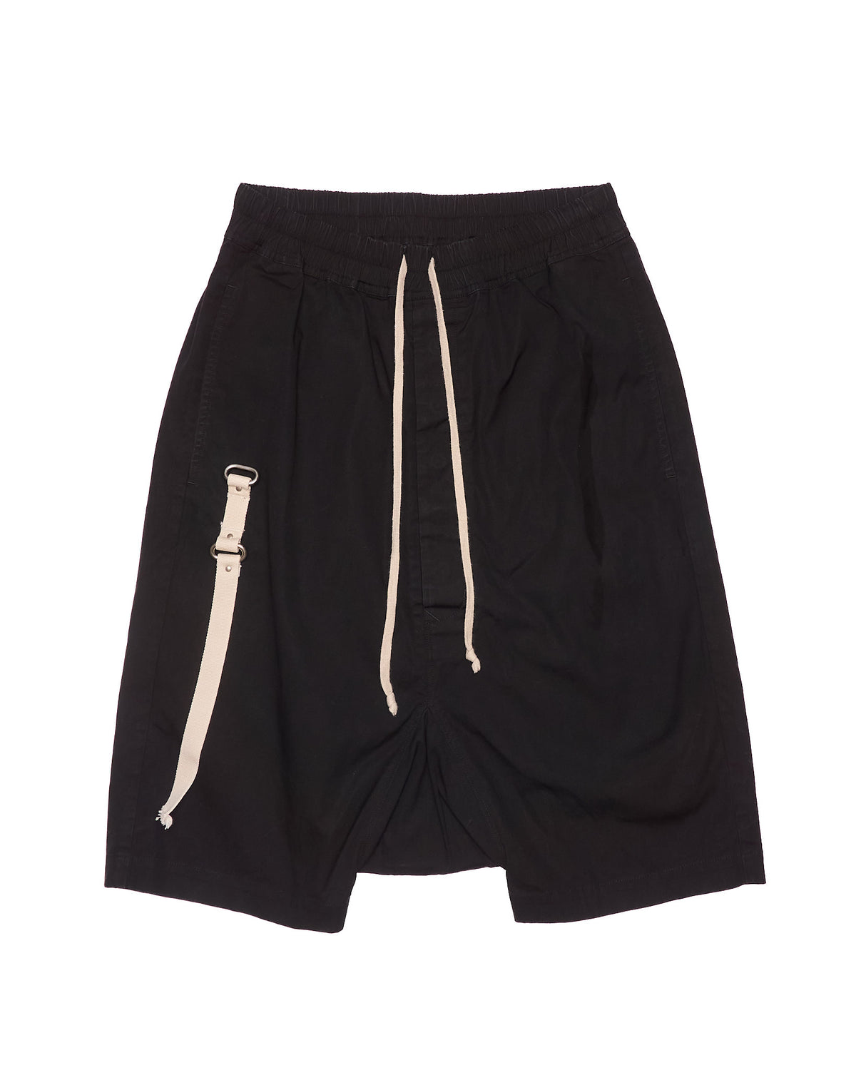 F/W19 Rick Owens "LARRY" Black Utility Drop-crotch Pod Shorts