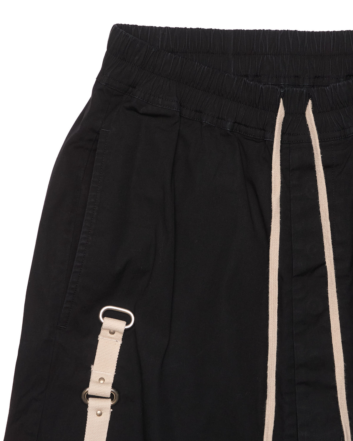 F/W19 Rick Owens "LARRY" Black Utility Drop-crotch Pod Shorts